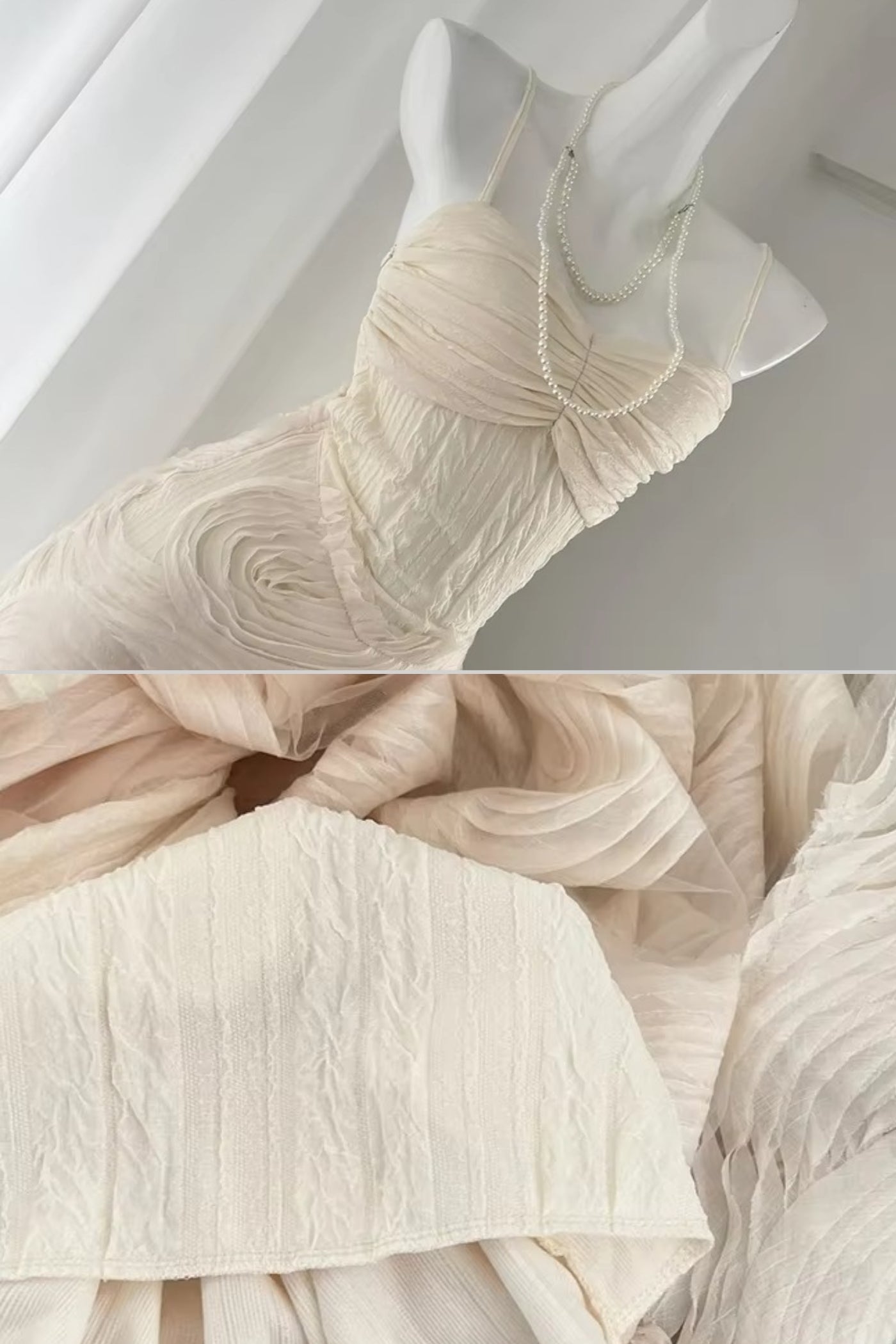 Sleeveless Evening Gown With Intricate Swirling Textures And Sheer Base Material - Ivoire