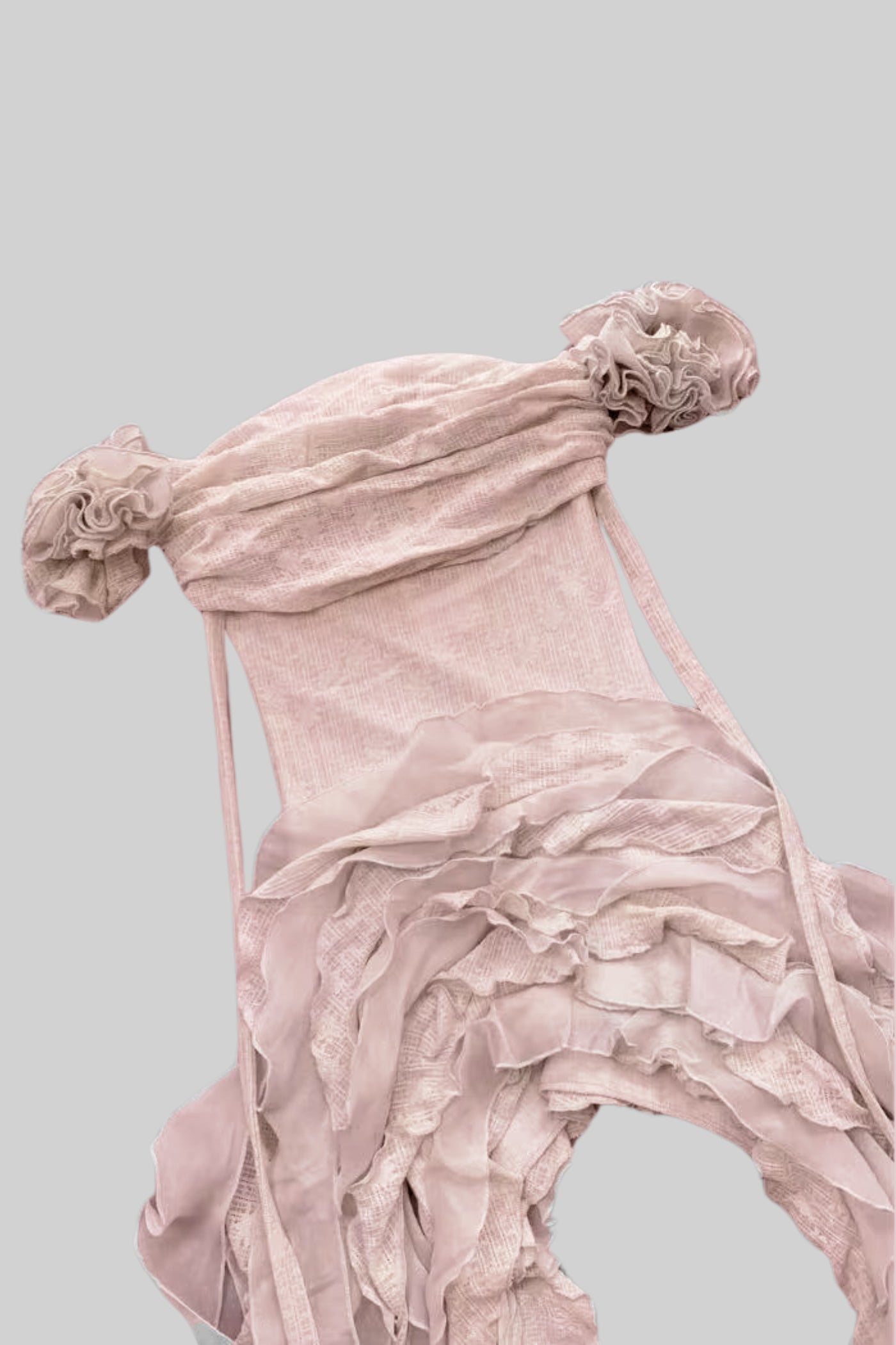 Vintage Inspired Corset Dress With Ruched Bustier And Flowing Ruffled Side Details - Pink