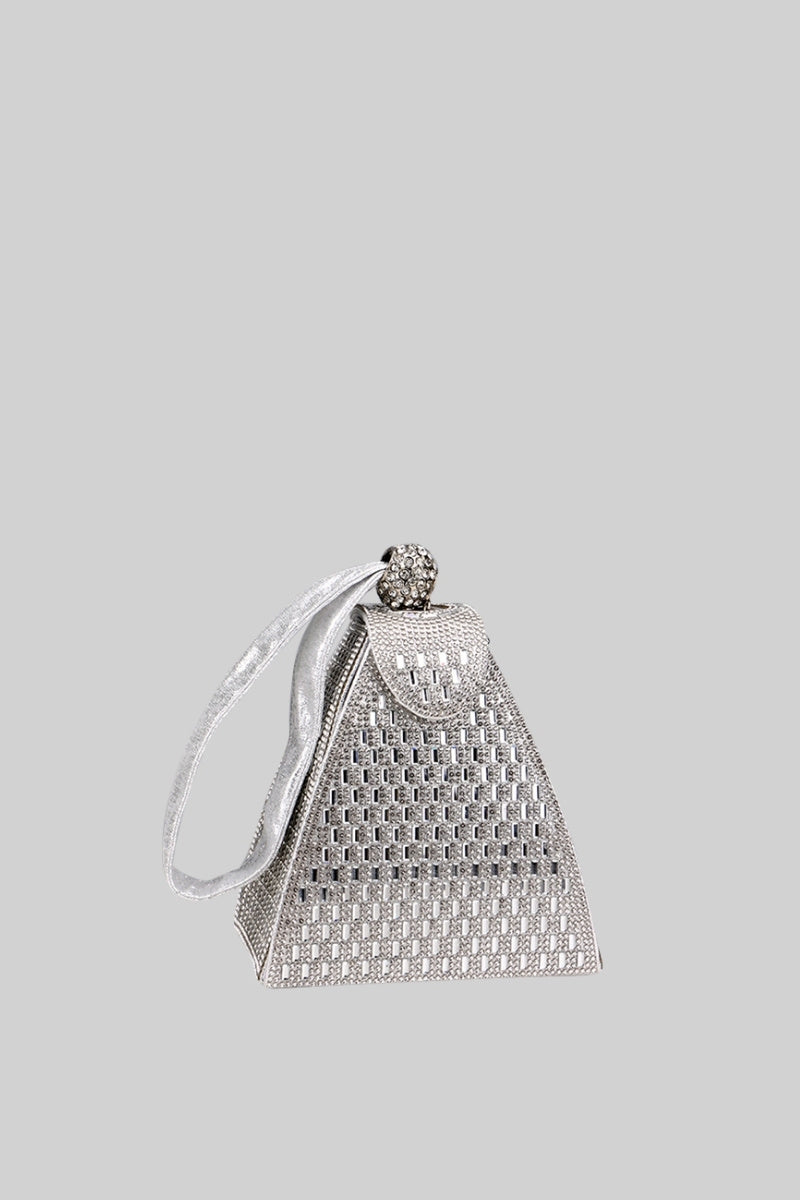 Silver Diamante Pyramid Mini Bag