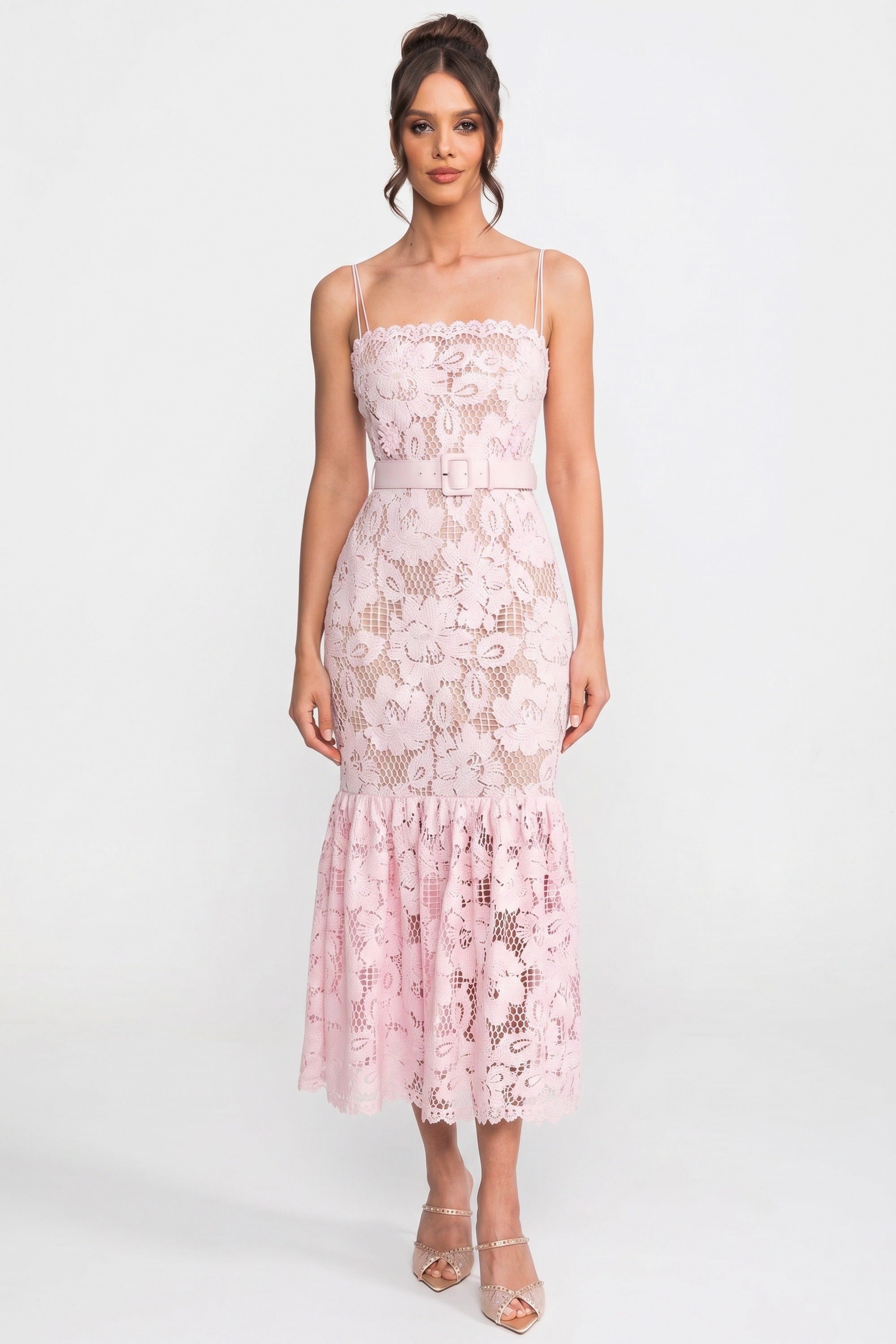 flounce hem lace dress Lace Flounce Hem Dress