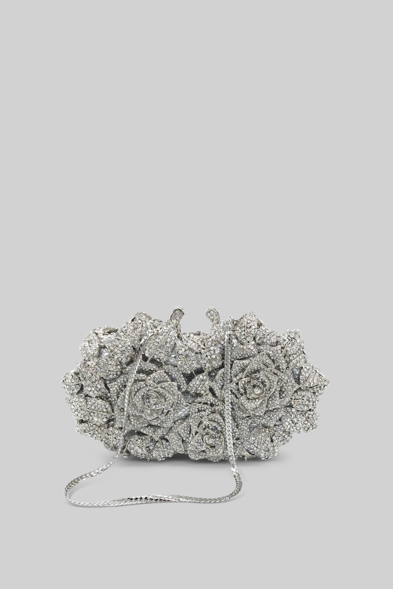 Silver crystal clutch hotsell