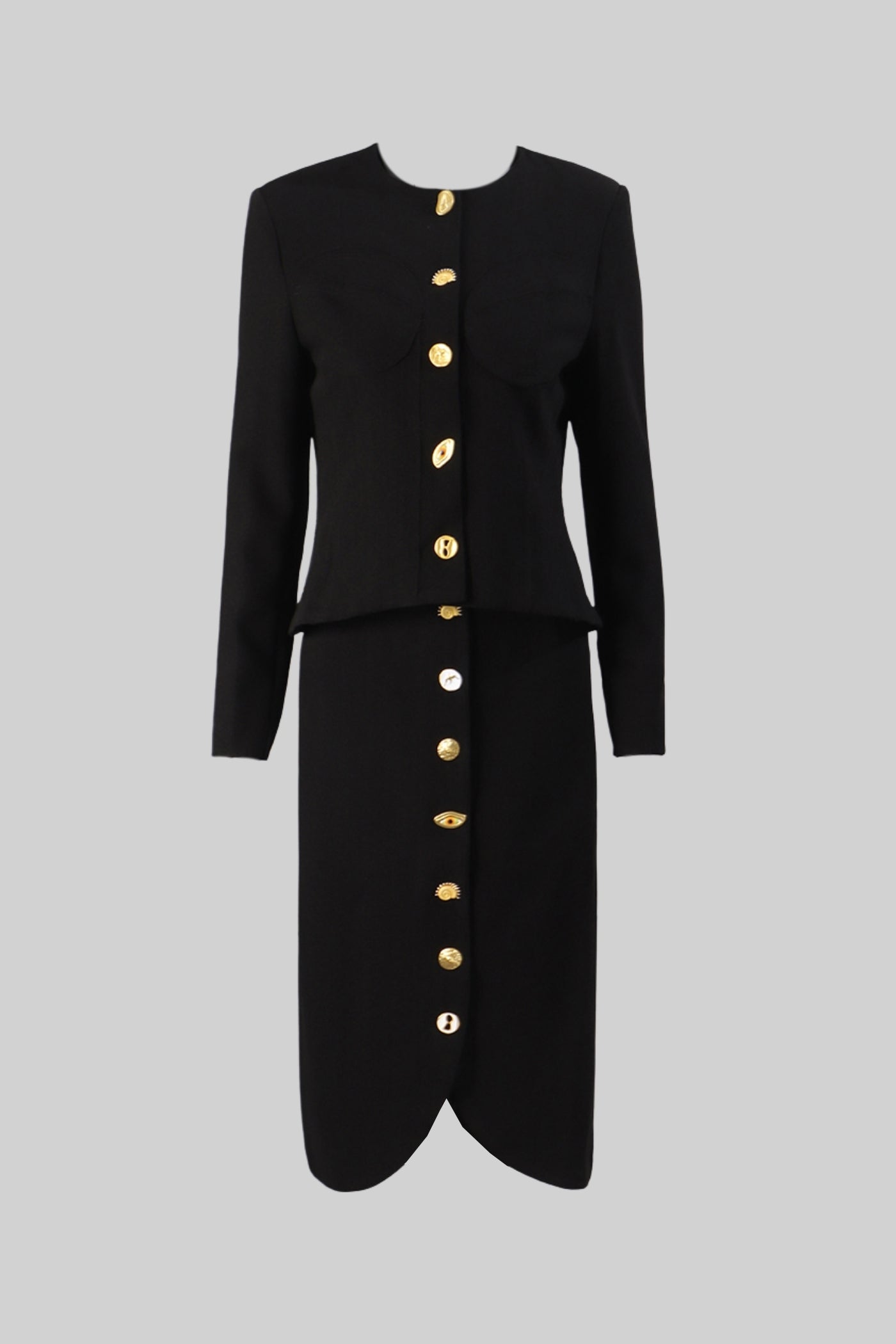 Co-ord Set with Statement Gold Buttons - Black