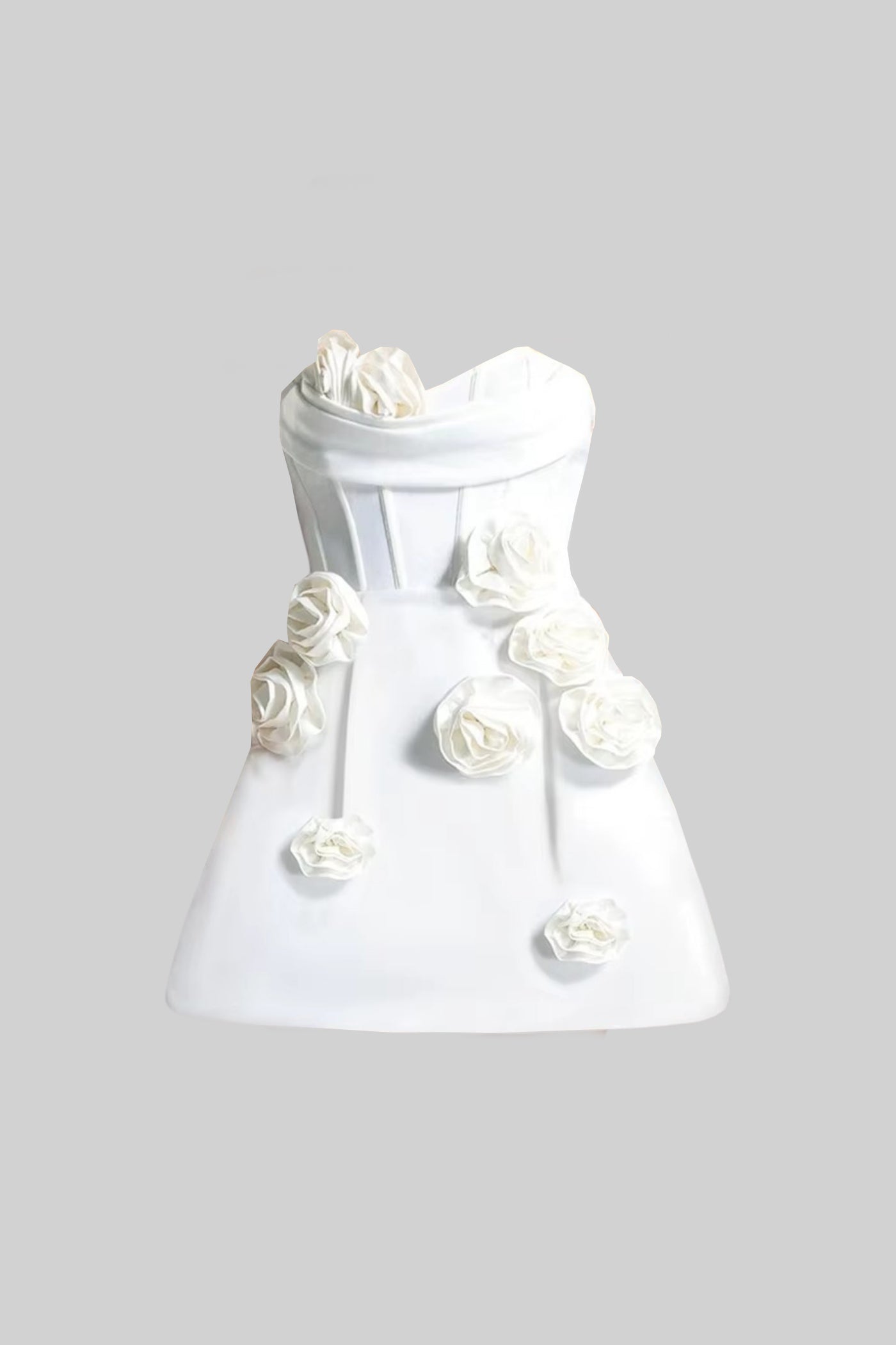 Elegant Mini Dress With Delicate Floral Appliqué Embellishments - White