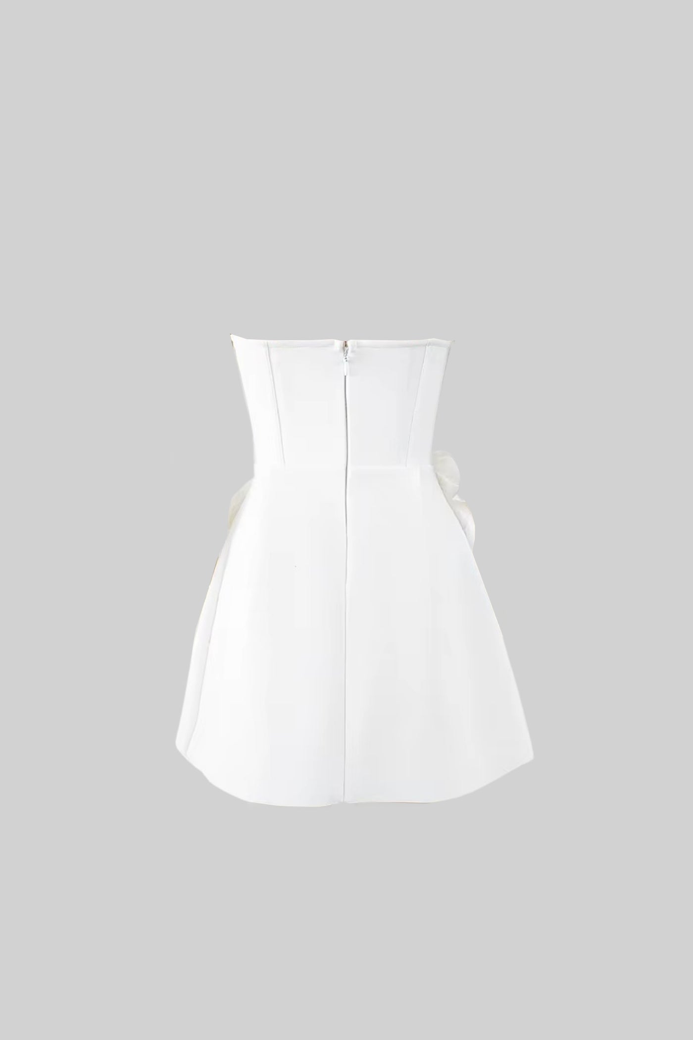 Elegant Mini Dress With Delicate Floral Appliqué Embellishments - White