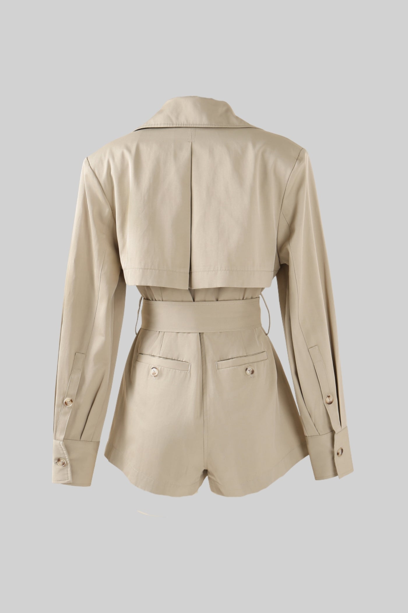 Belted Short Trench Jacket - Beige