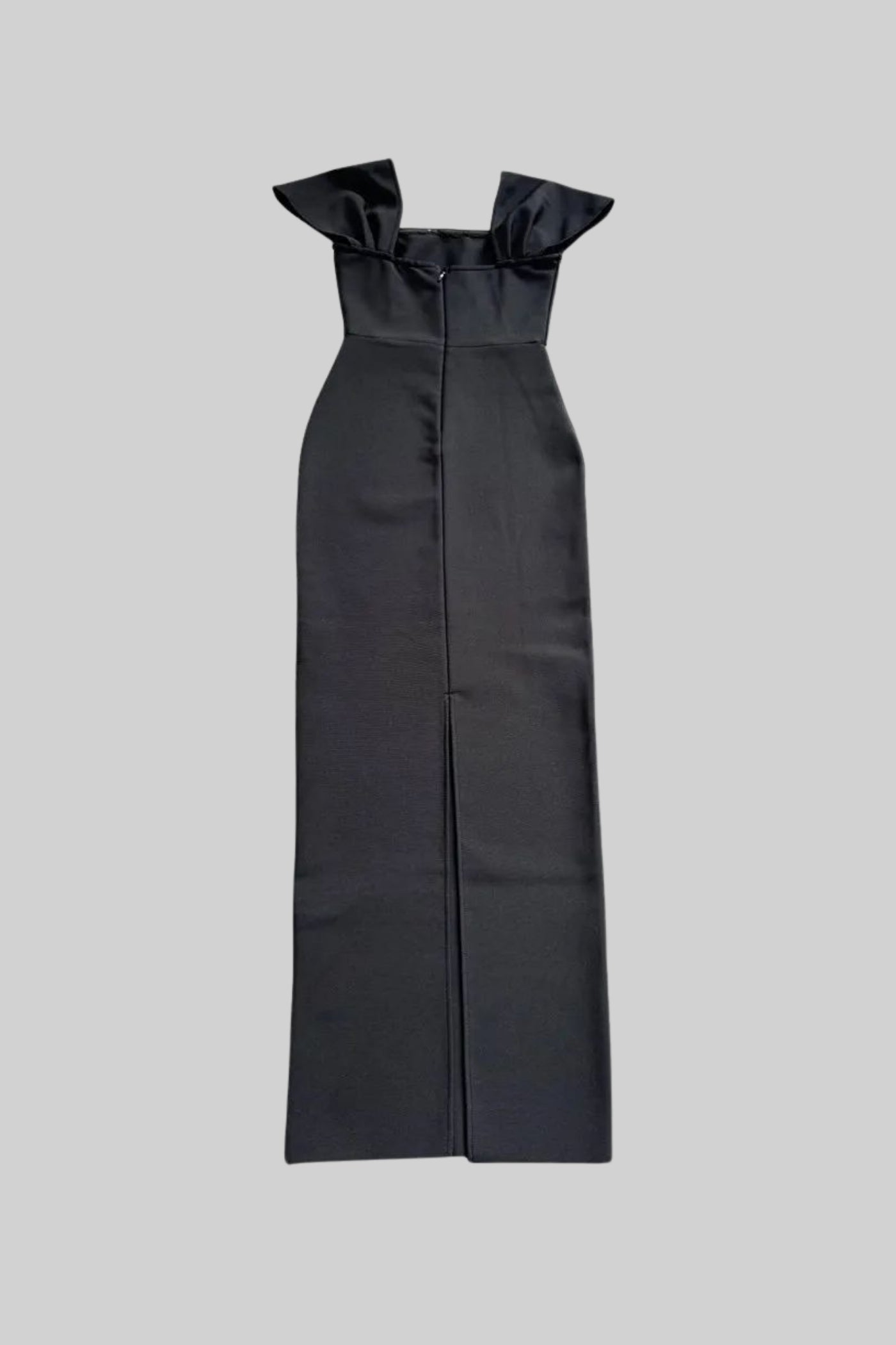 Off-Shoulder Fitted Gown With Crystal Embellishments – Black