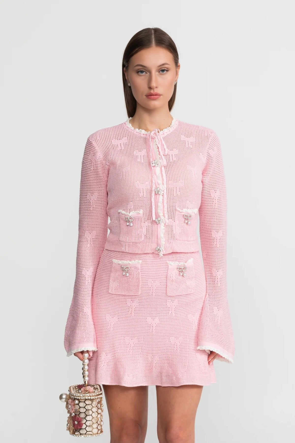 Co-ord Set Petal Pink & Snow Drift V-neck Kurta