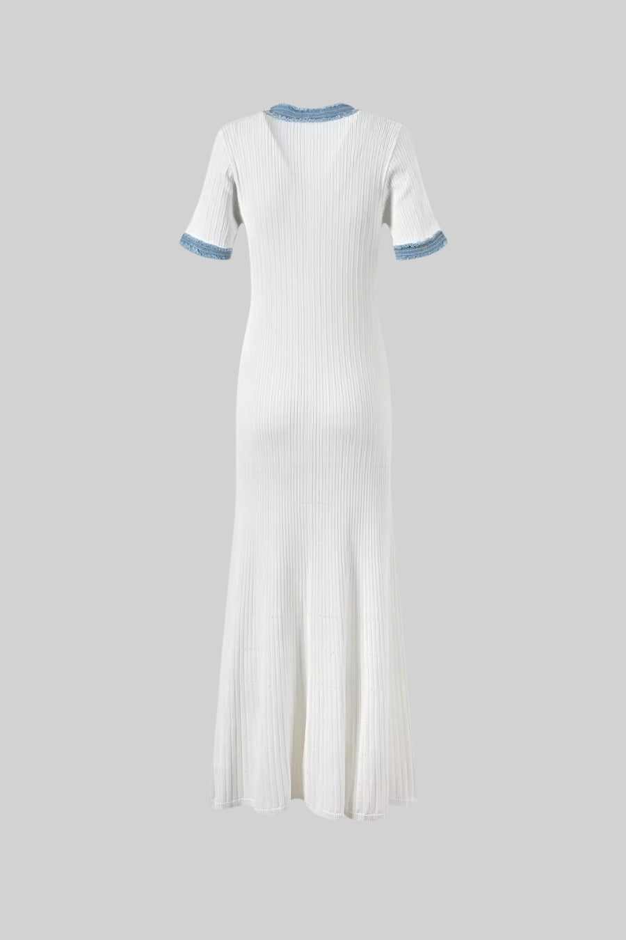 Ribbed Knit Midi Dress - White