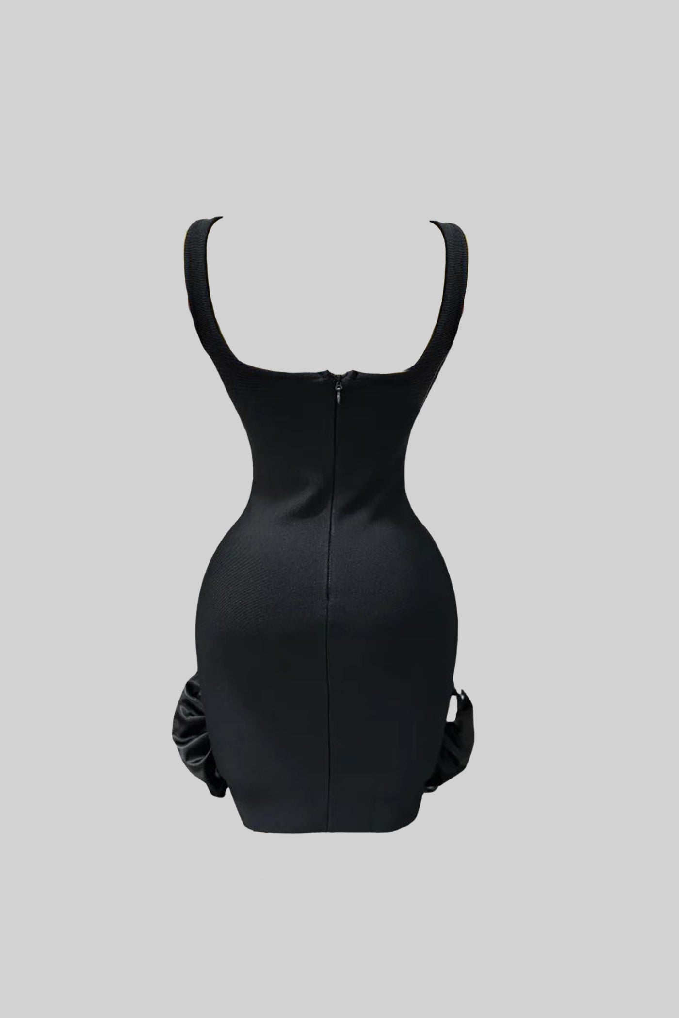Embellished Bodycon Mini Dress With Crystal Flowers – Black