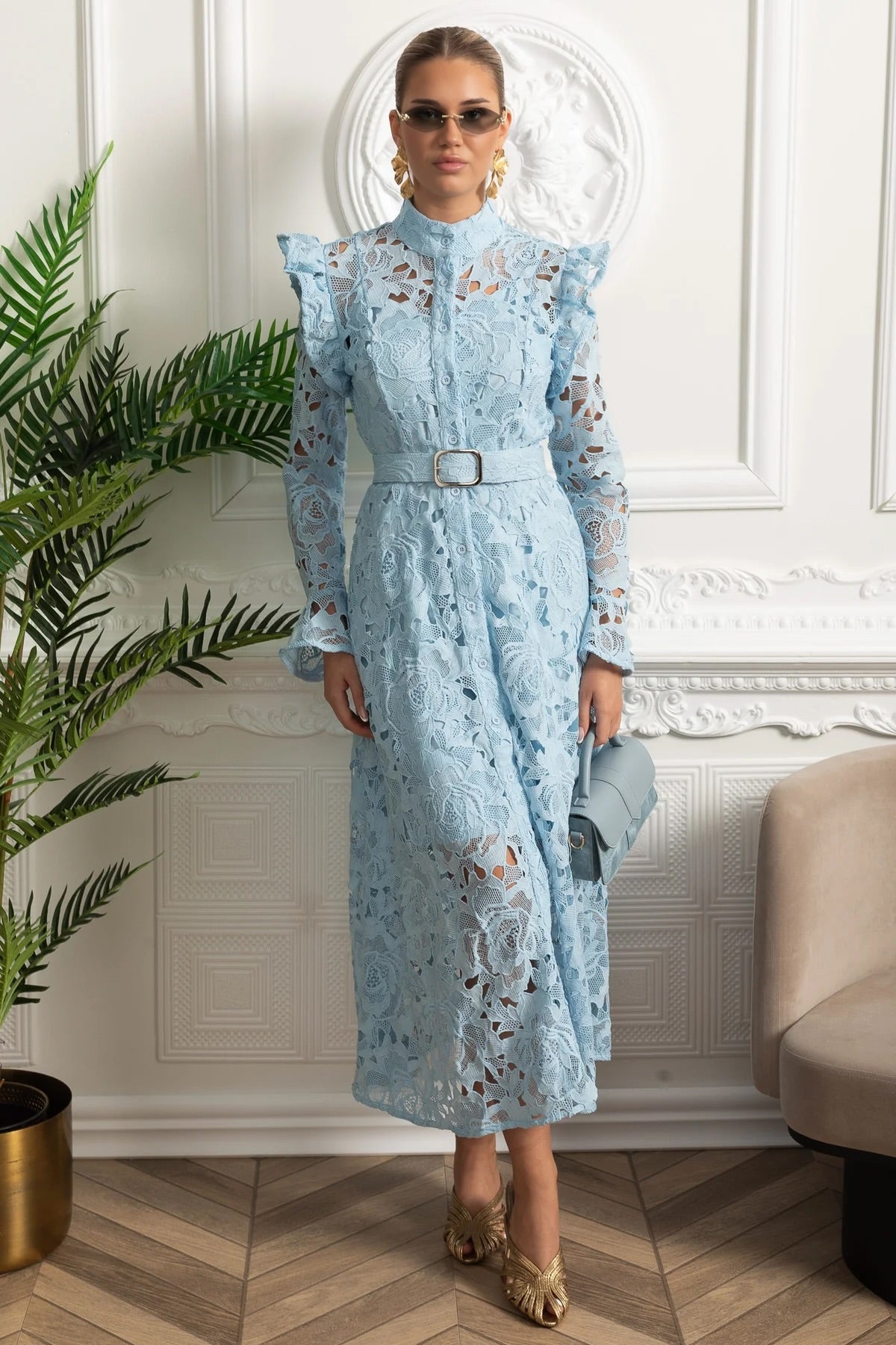 Dolores Ruffled Hem Strapless One-Shoulder Full midi Dress