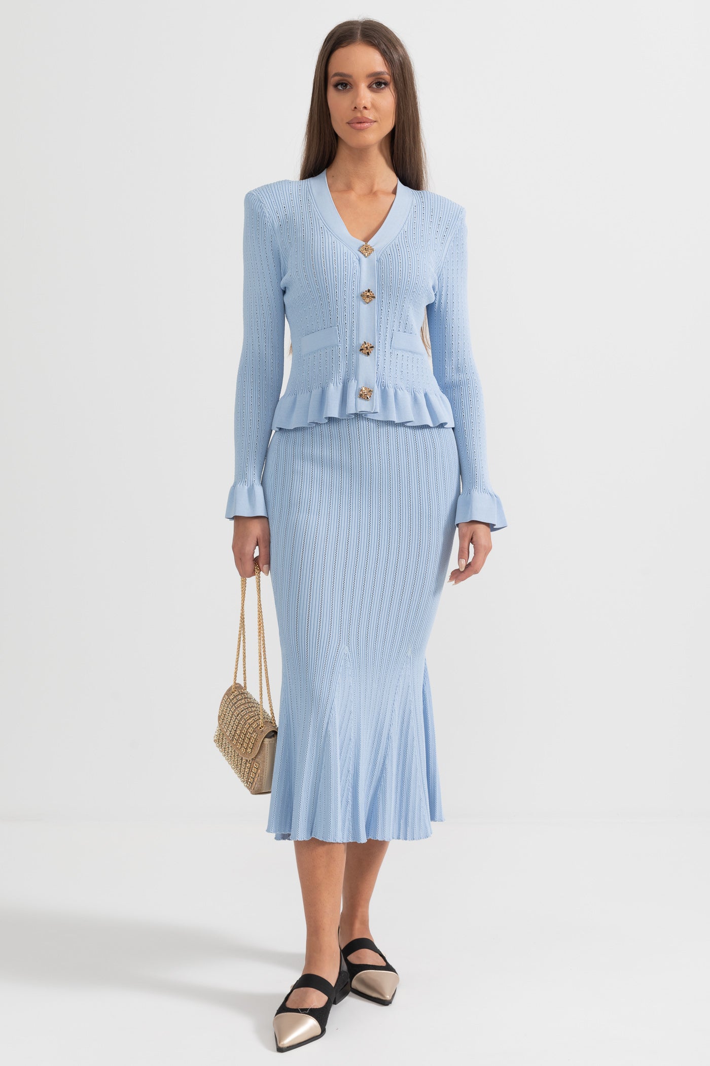 Frilled Shirt + Jacket + Skirt 3pcs Set