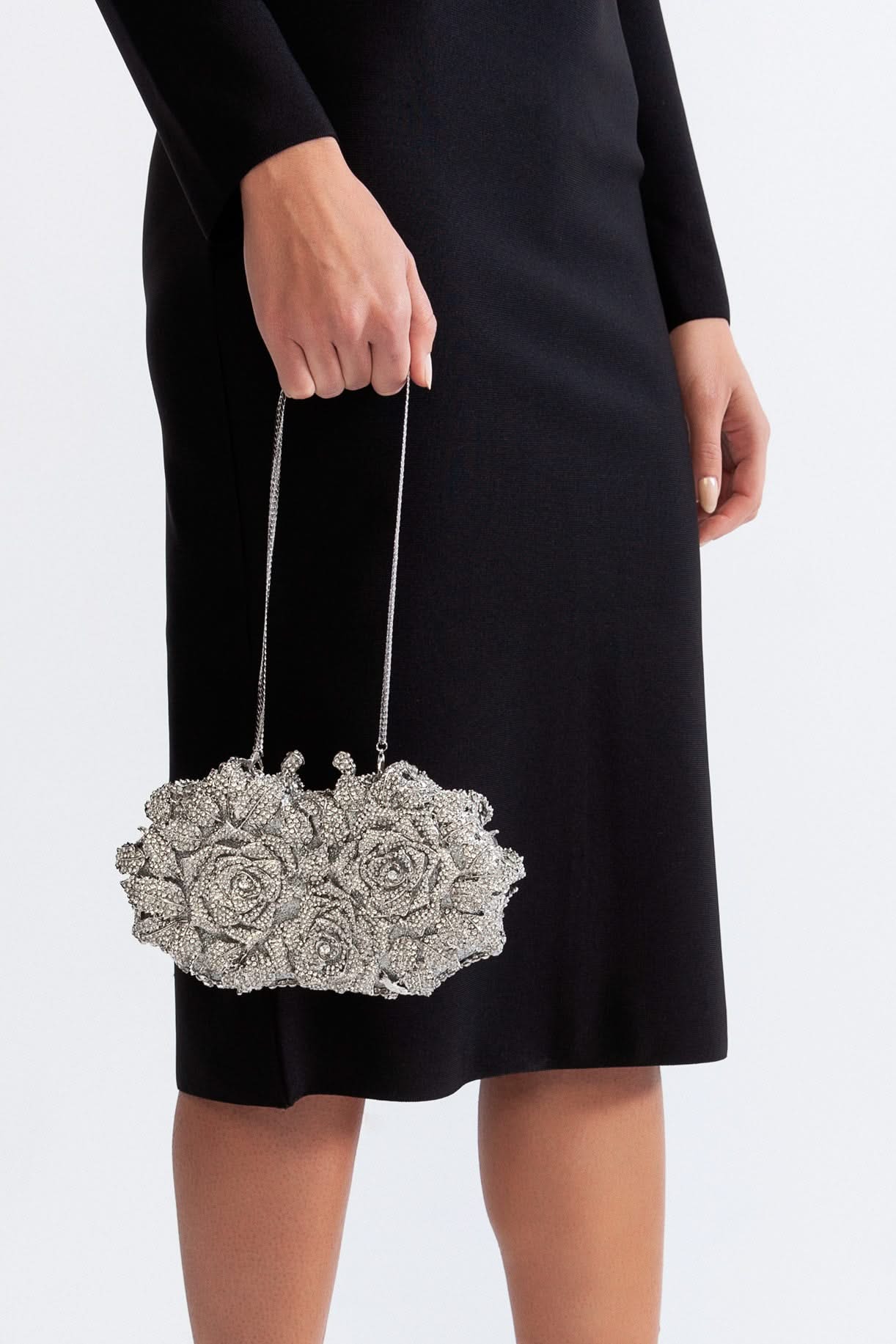 Crystal embellishment clutch bag - Silver
