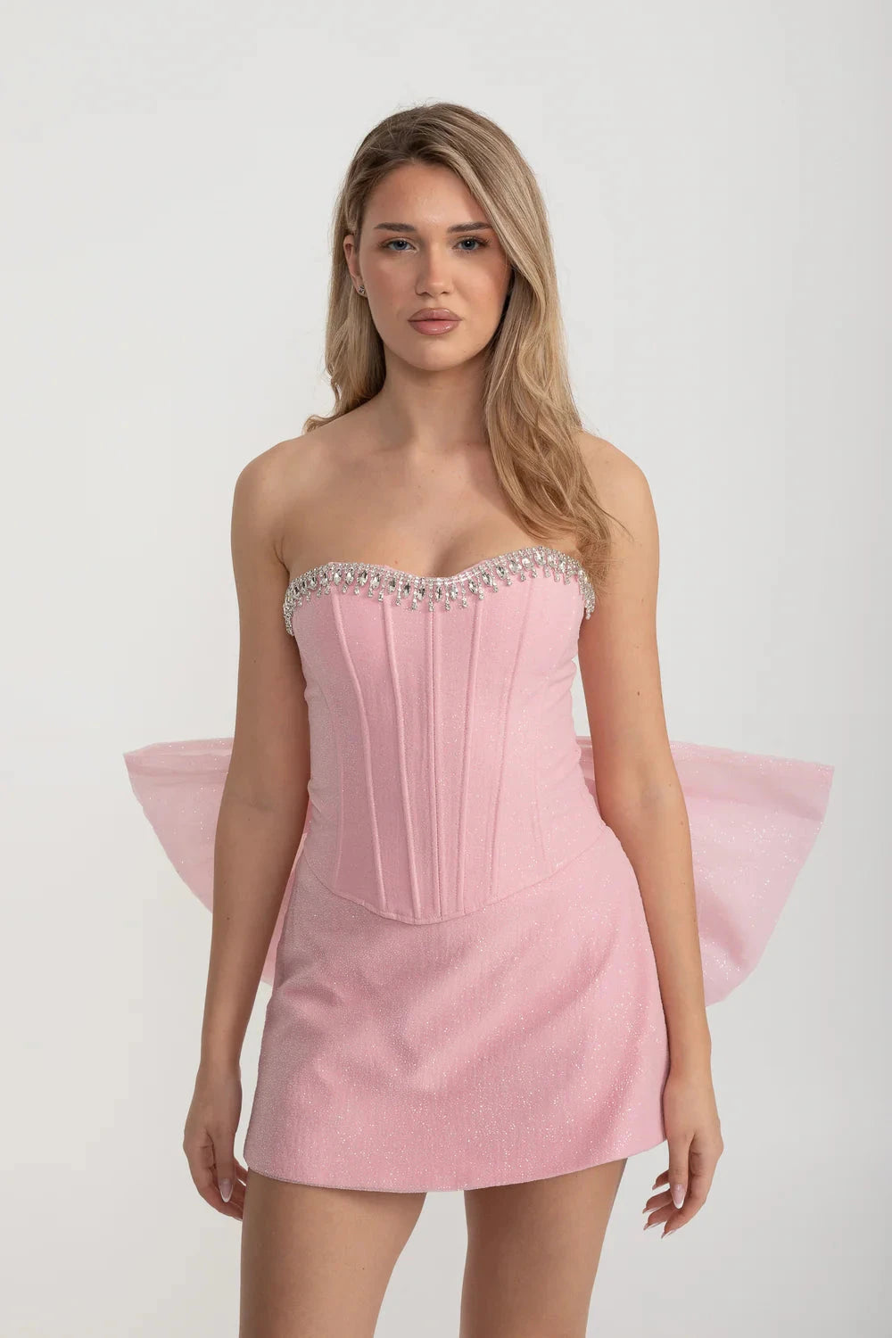 Mini Corset Set with Oversized Back Bow