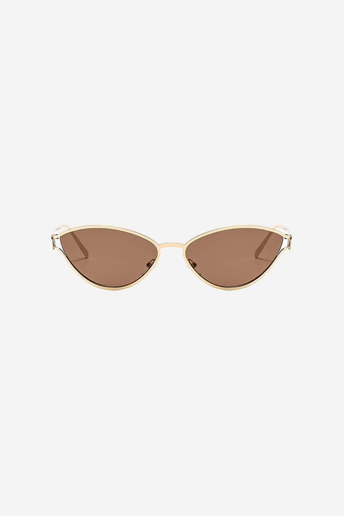 Cat-Eye Sunglasses With Gold Metal Frame – Brown