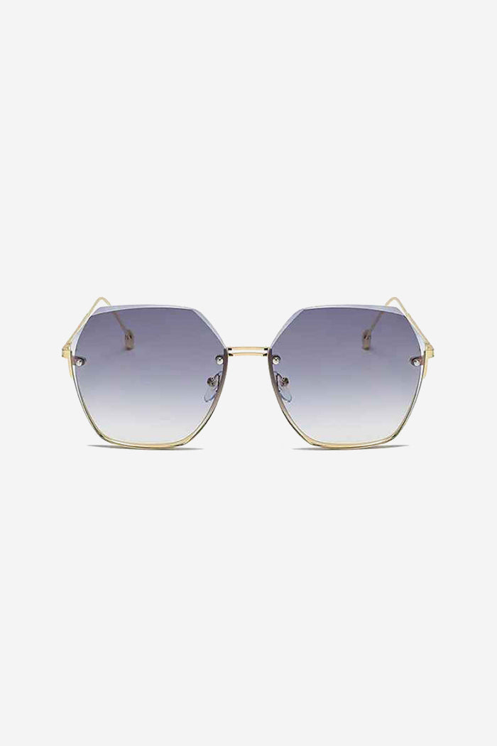 Oversized Hexagon Sunglasses with Ultra-Thin Gold Frame – Purple