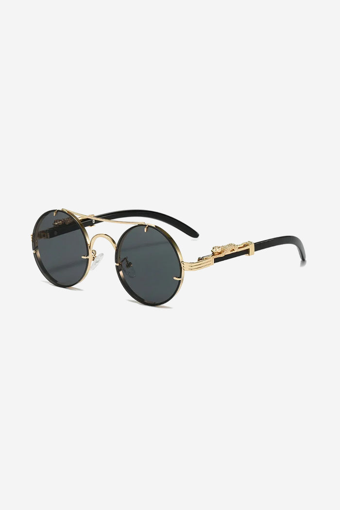 Round Sunglasses with Sculpted Leopard Temples and Double  display picture 2
