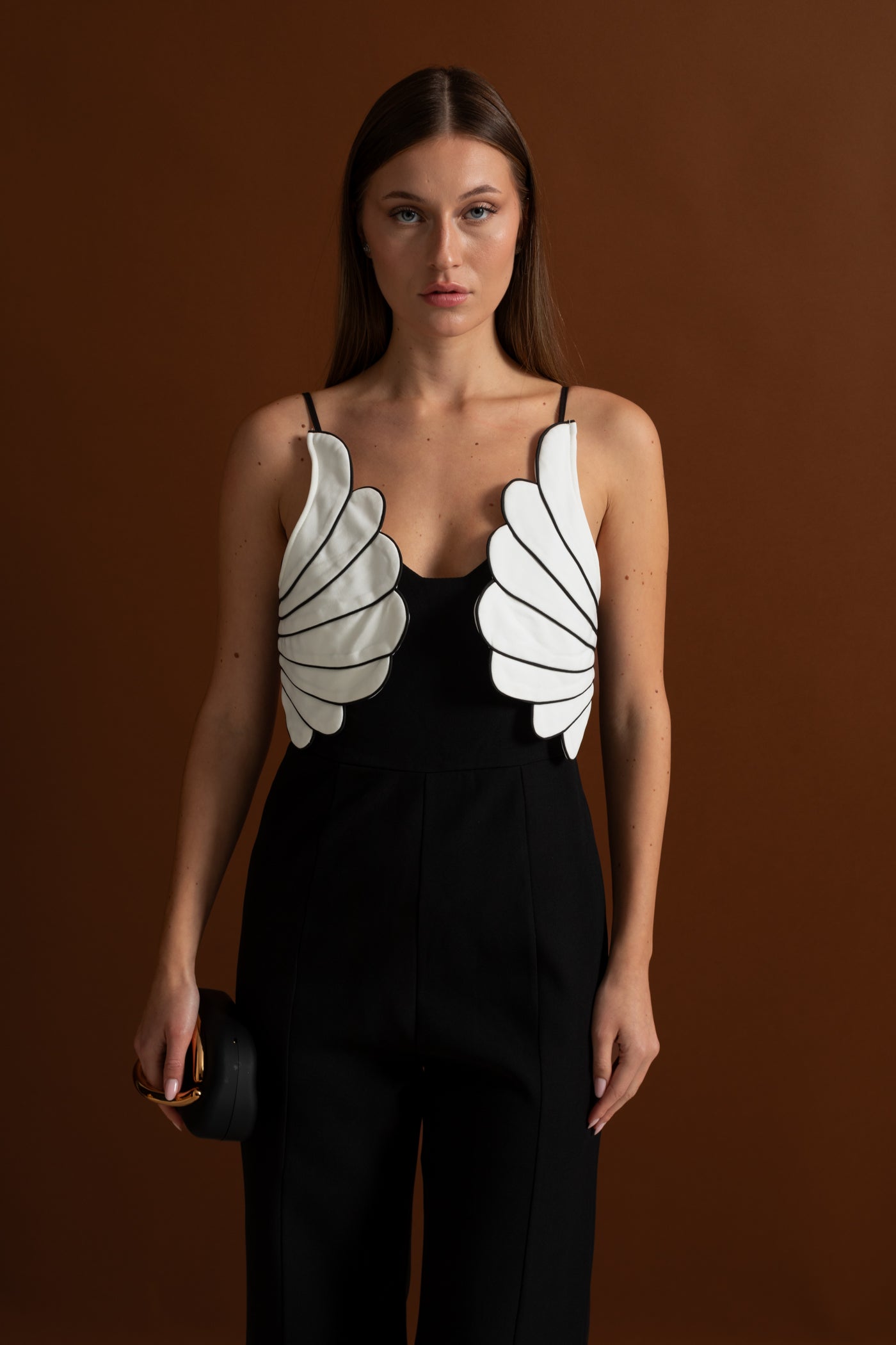 Wing Detail Jumpsuit – Black & White