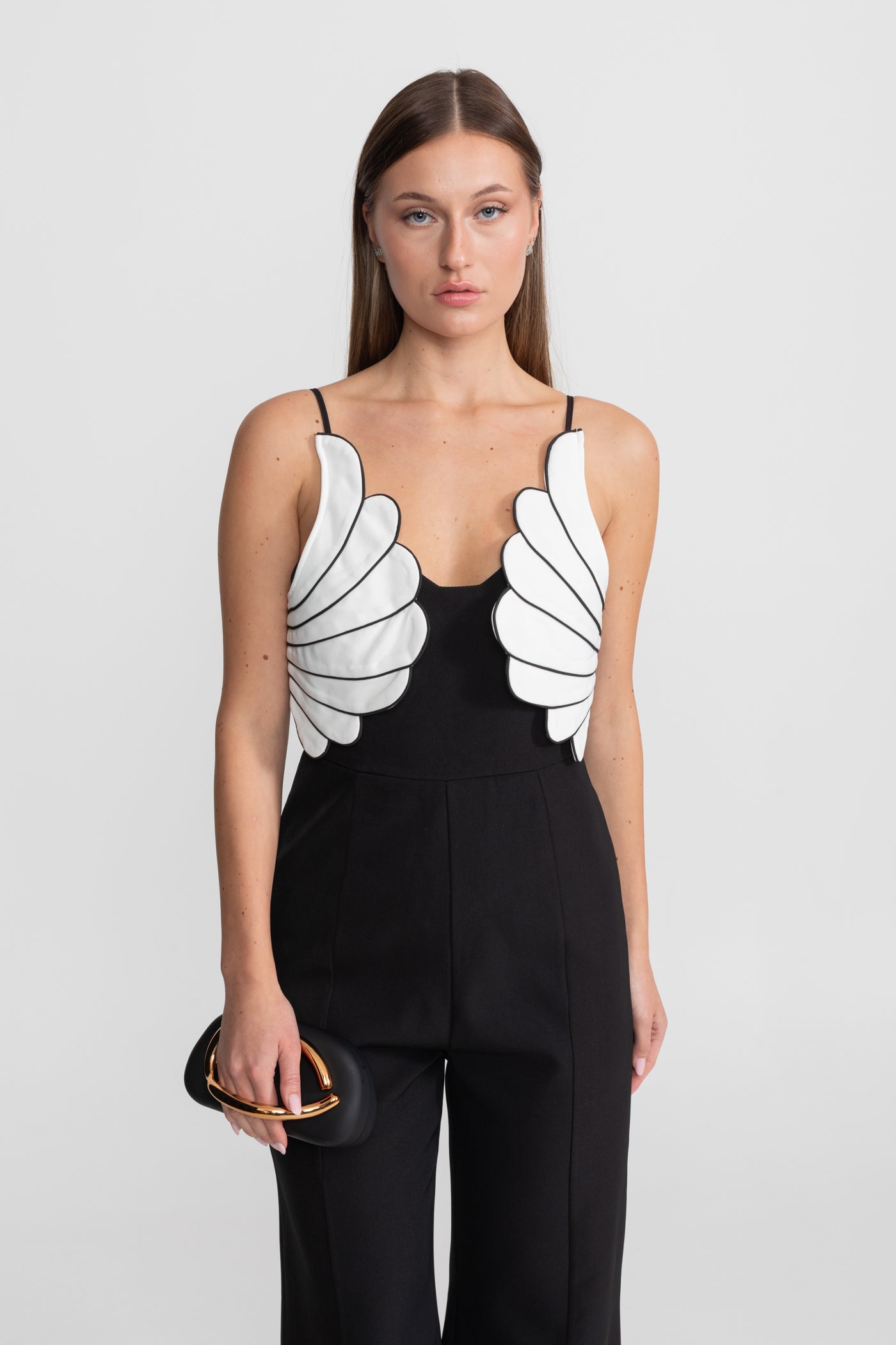 Wing Detail Jumpsuit – Black & White