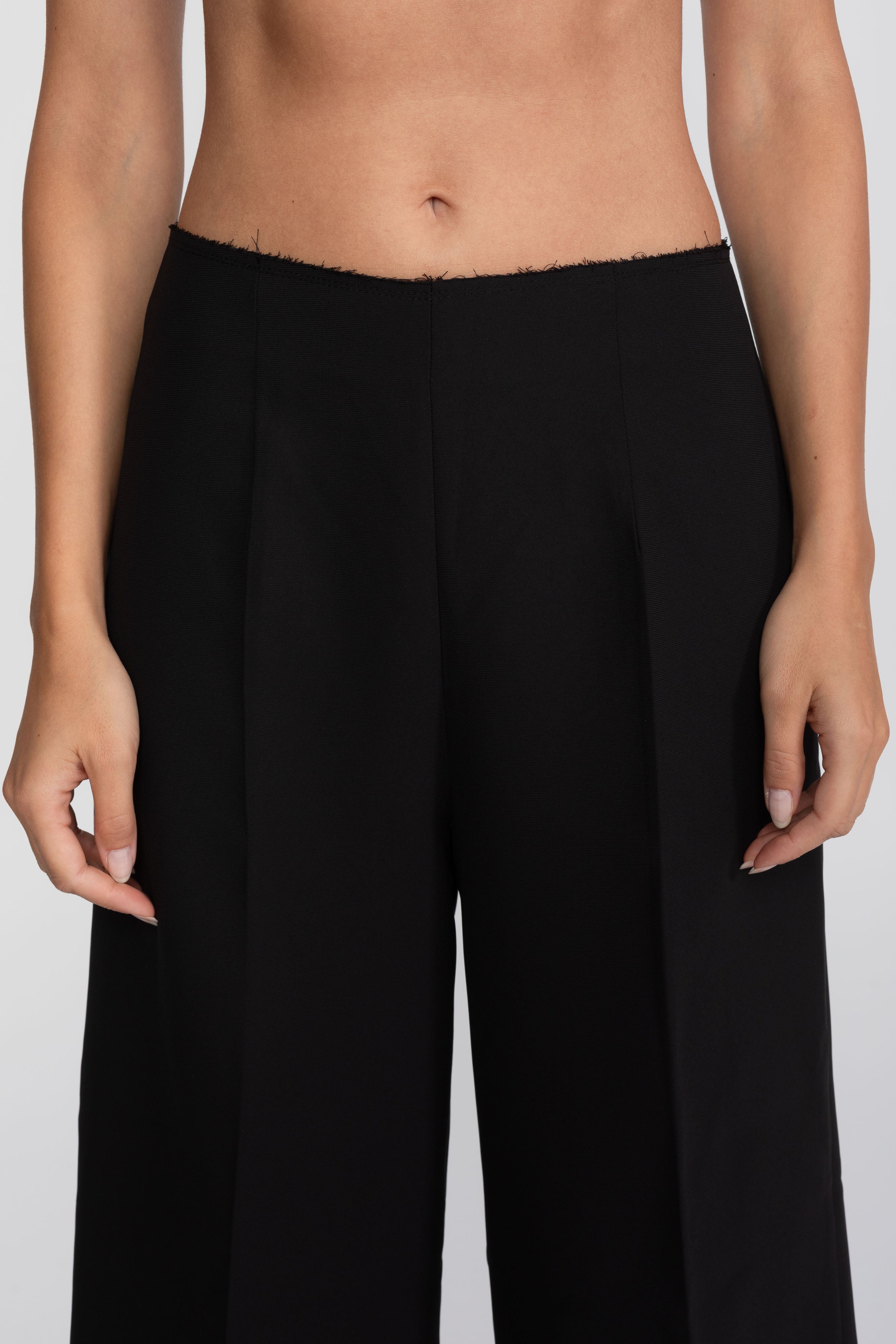 Ruched Wrap Top With Contrasting Cape And Trouser Ensemble - Black