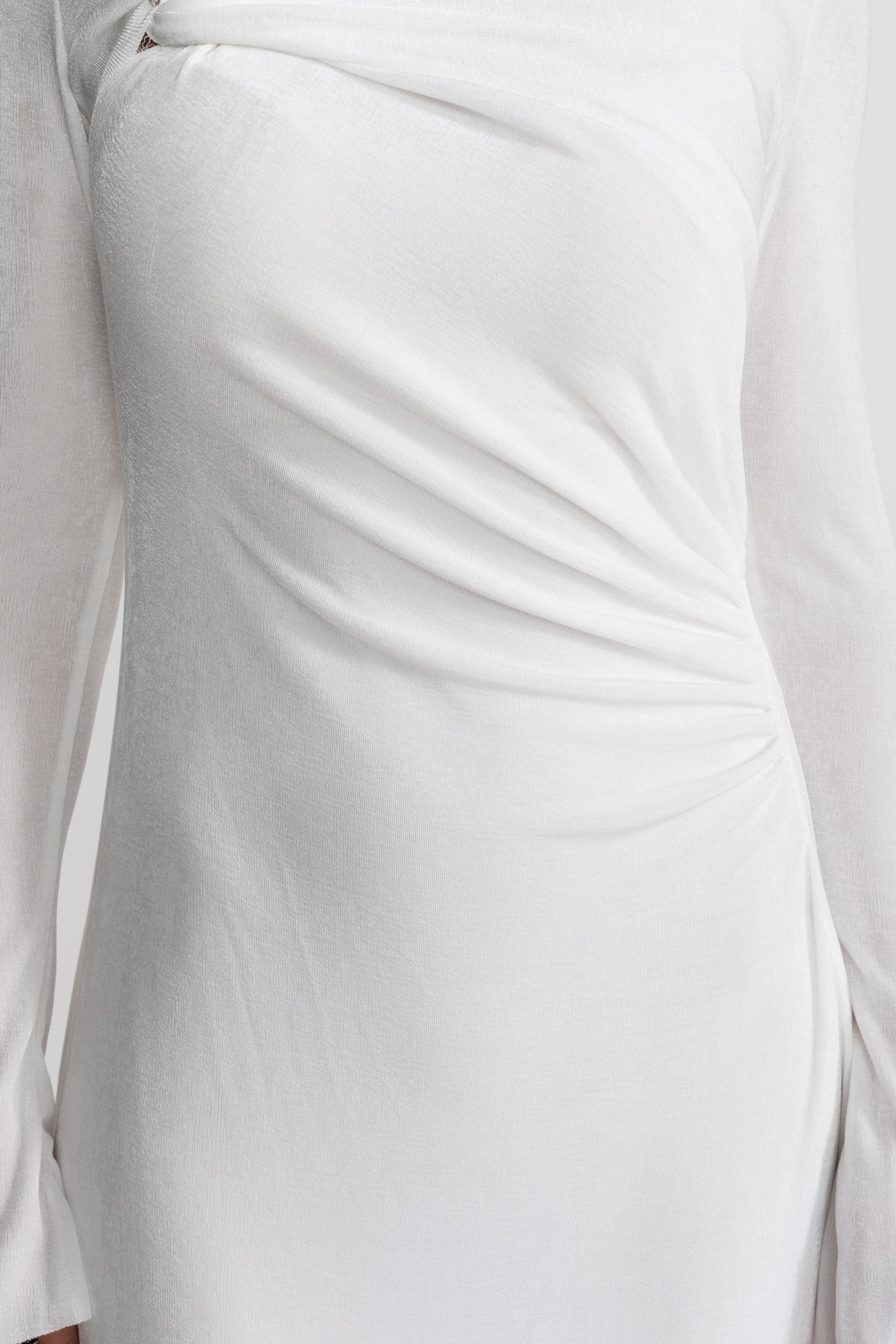 Velvet Maxi Dress with Cut-Out and Draped Detail - White