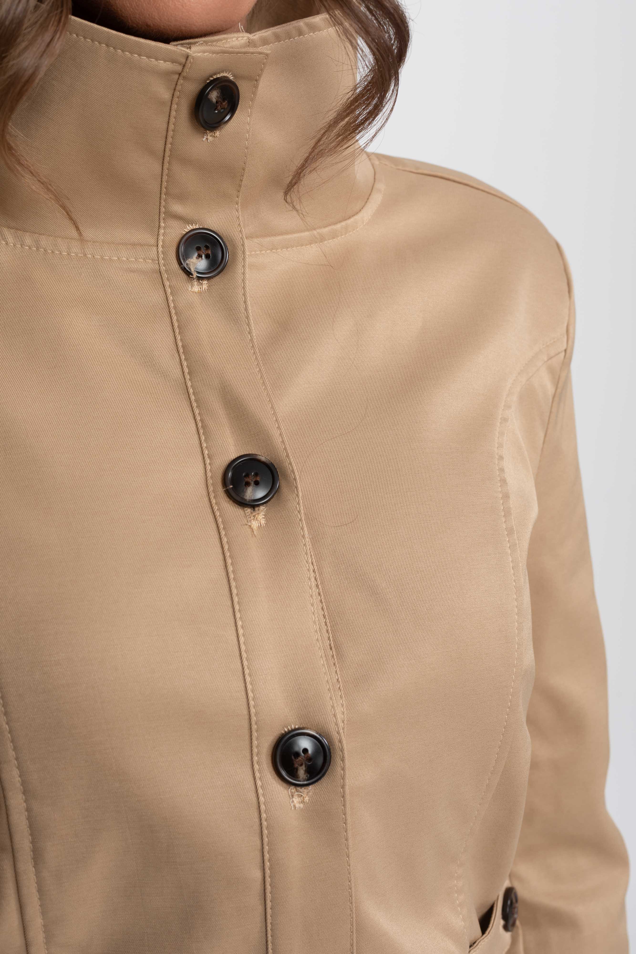 Double-Breasted Cropped Jacket And Mini Skirt Co-Ord Set - Khaki