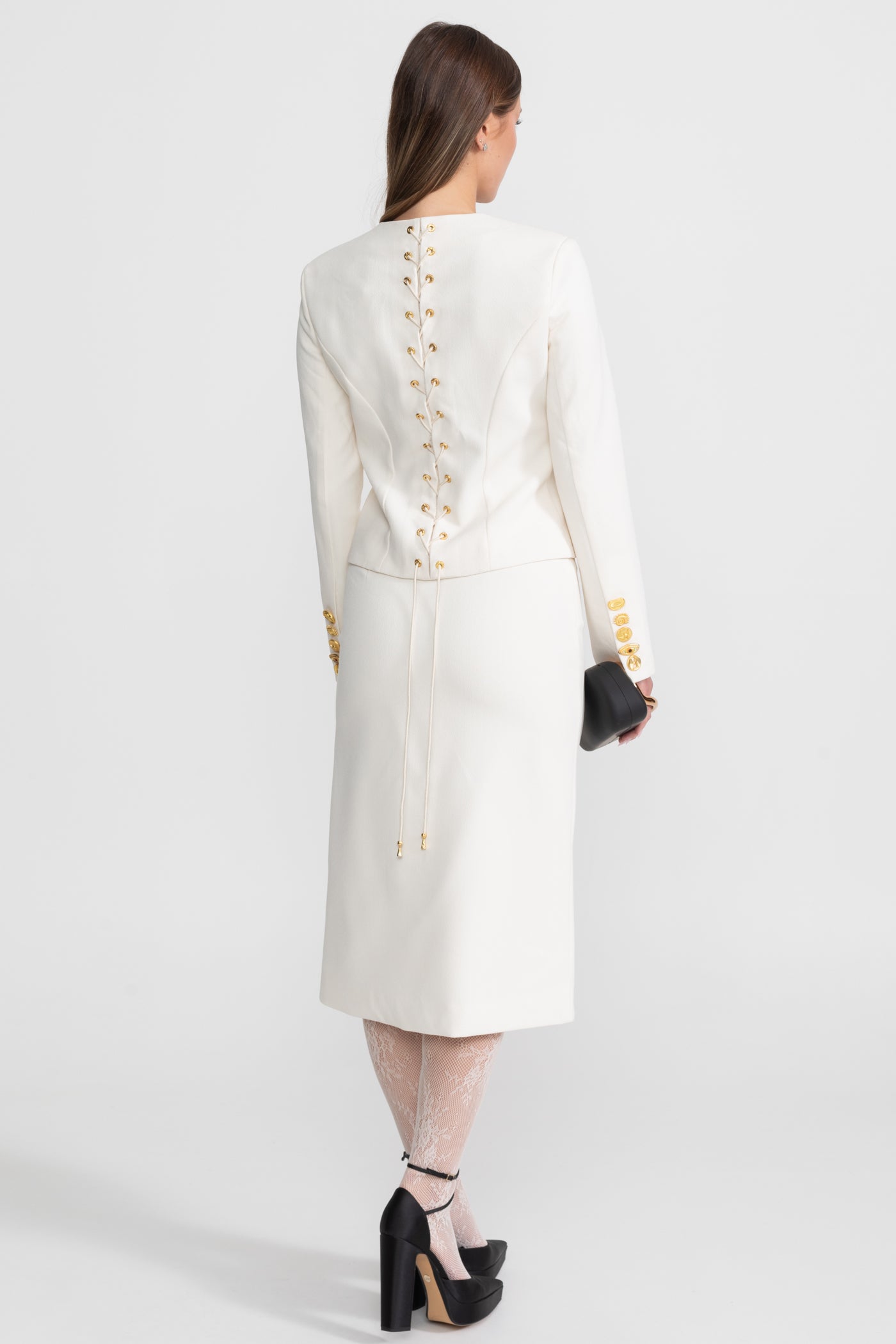 Co-ord Set with Statement Gold Buttons - Ivoire