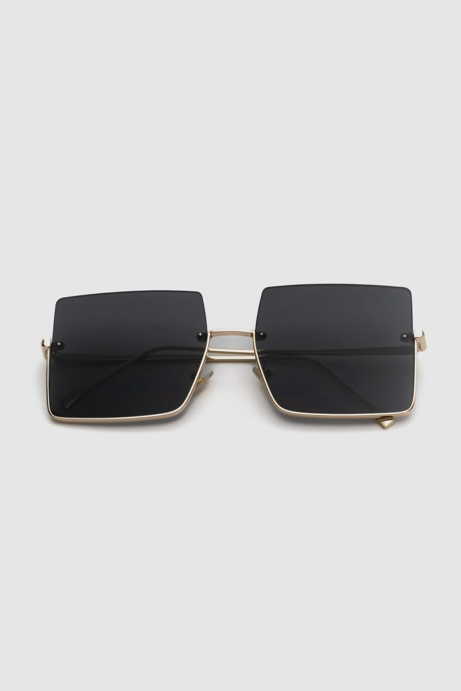 Rimless Oversized Square Sunglasses - Black