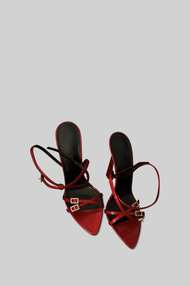 High Heel Stiletto Sandals - Red