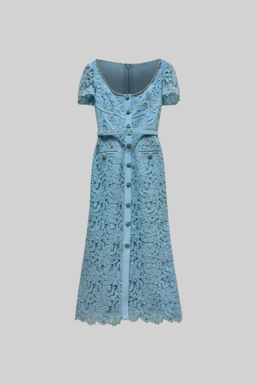 Sale! Lace dress handmade viscose lace size 110/116 (approx. 5 + 6 years) Lace on hot satin fabric blue UNIKAT