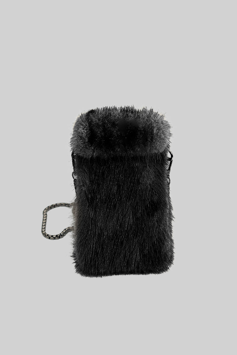 Elegant Mink Fur Smartphone Pouch - Black