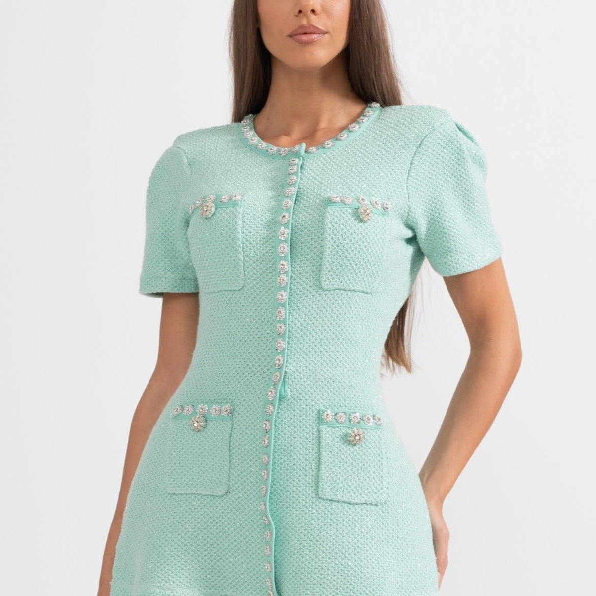 Short Sleeve Diamond Mini Dress