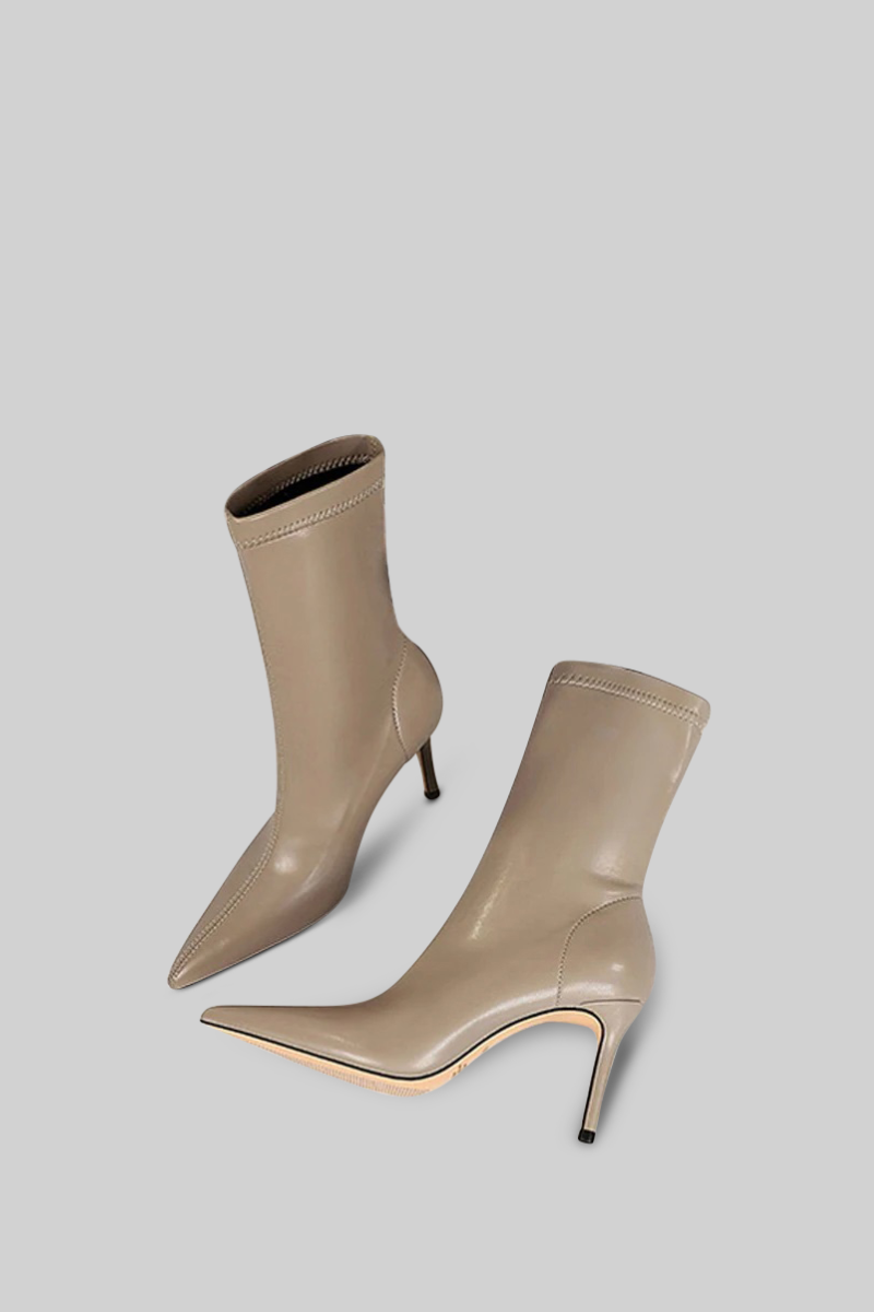 Ankle stiletto boots - Beige