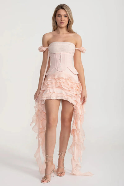 Vintage Inspired Corset Dress With Ruched Bustier And