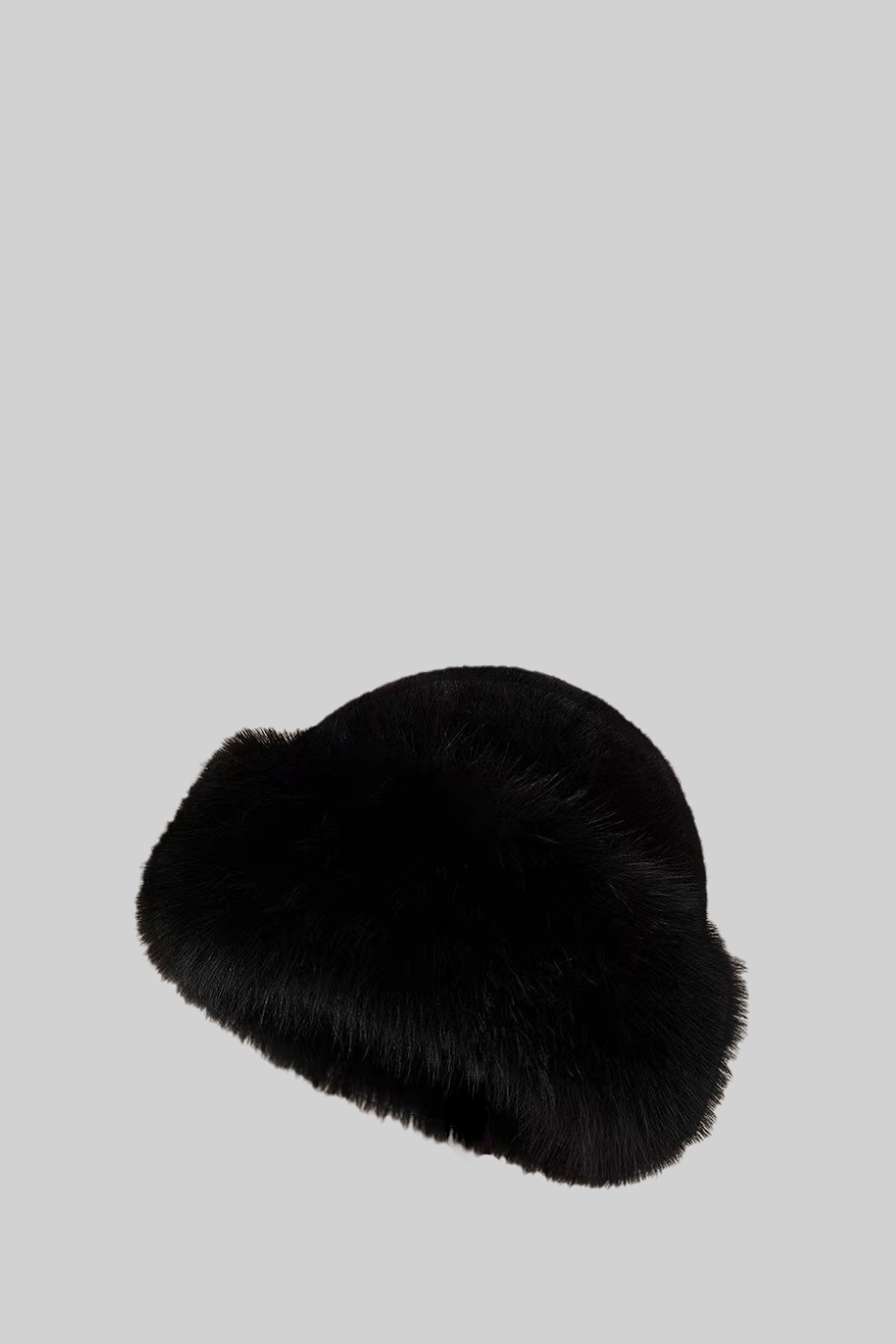 Furry Hat With Wide Brim - Black