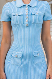Short Sleeve Hourglass Diamond Dress - White