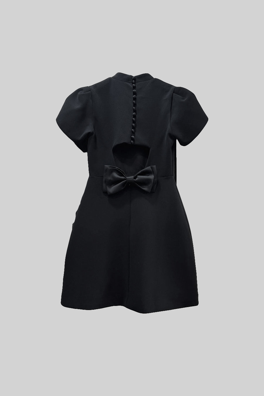 Elegant Mini Dress With Back Cutout and Bow - Black