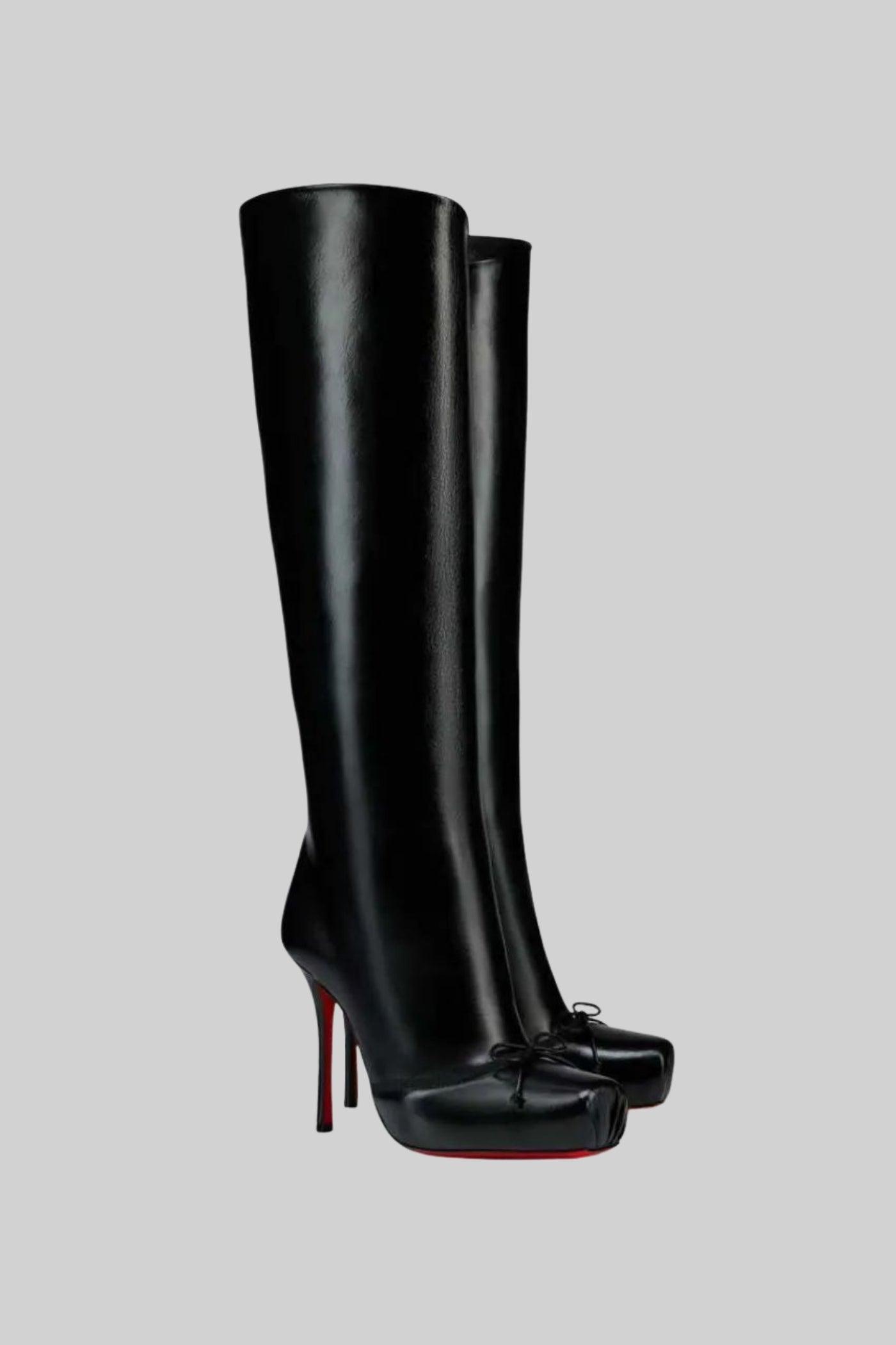 High-Heel Knee Boots With Red Soles – Black
