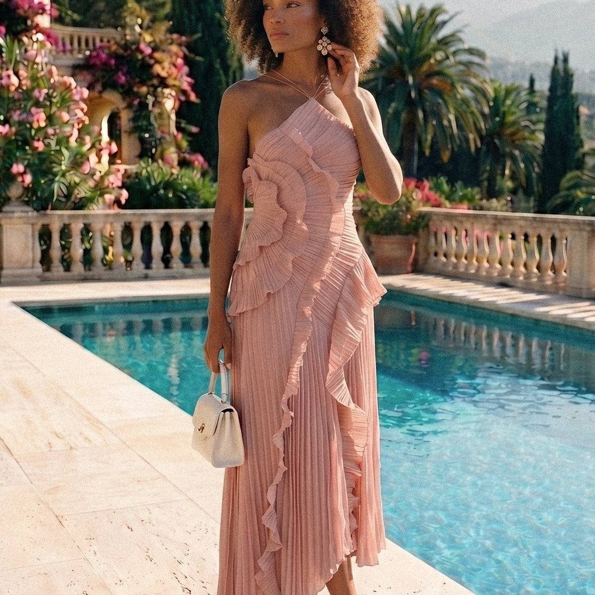 ruffle halter midi dress Yellow the label Tiered Ruffle Halter Midi Dress by Yellow The Label