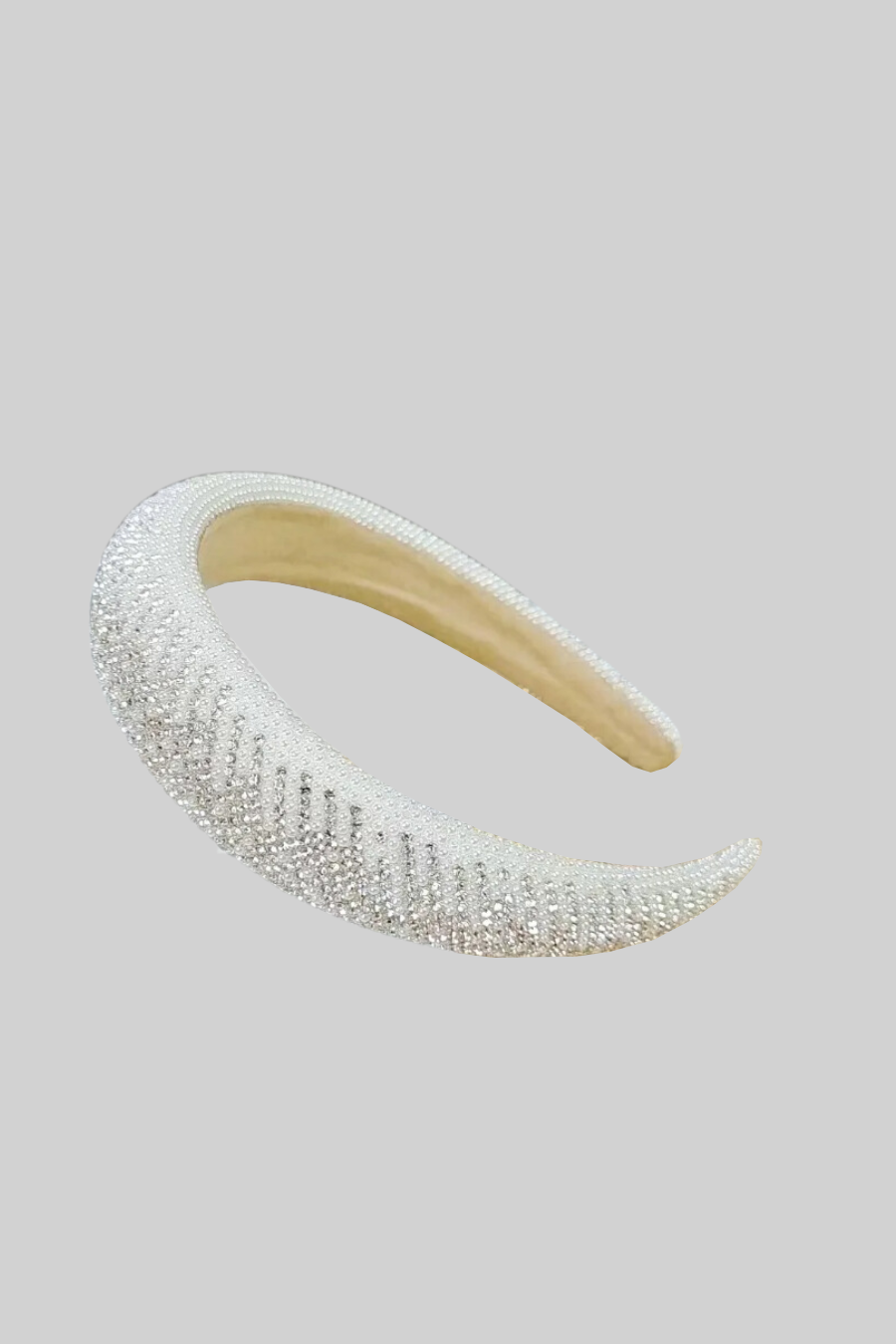 Sparkling Headband With Pearl Embellishments - White