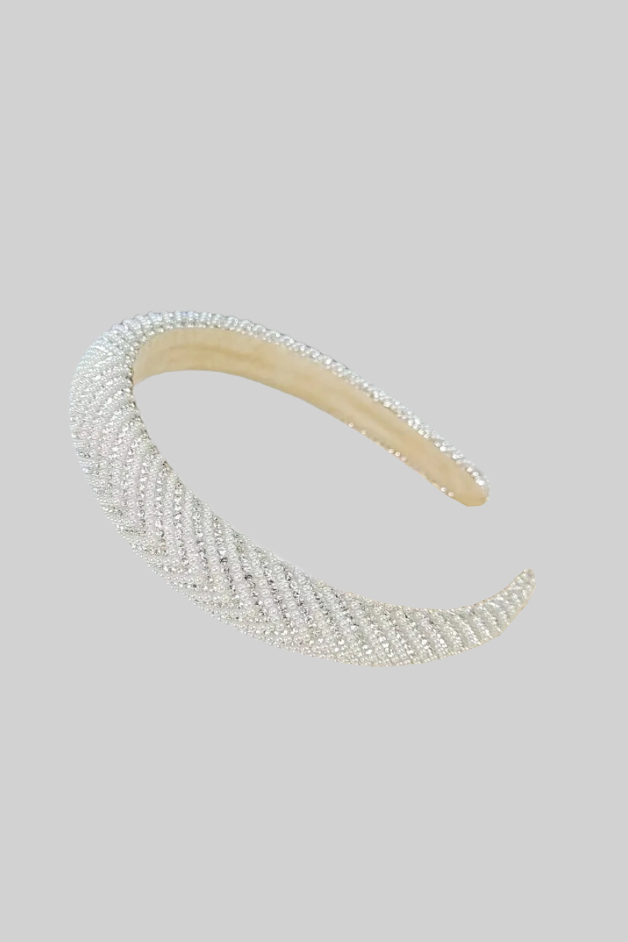 Sparkling Headband With Mini Pearls And Crystal Embellishments - White