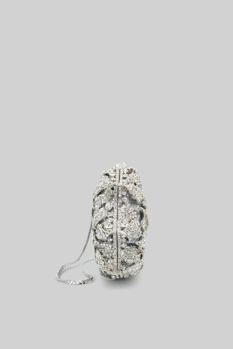 Crystal embellishment clutch bag - Silver