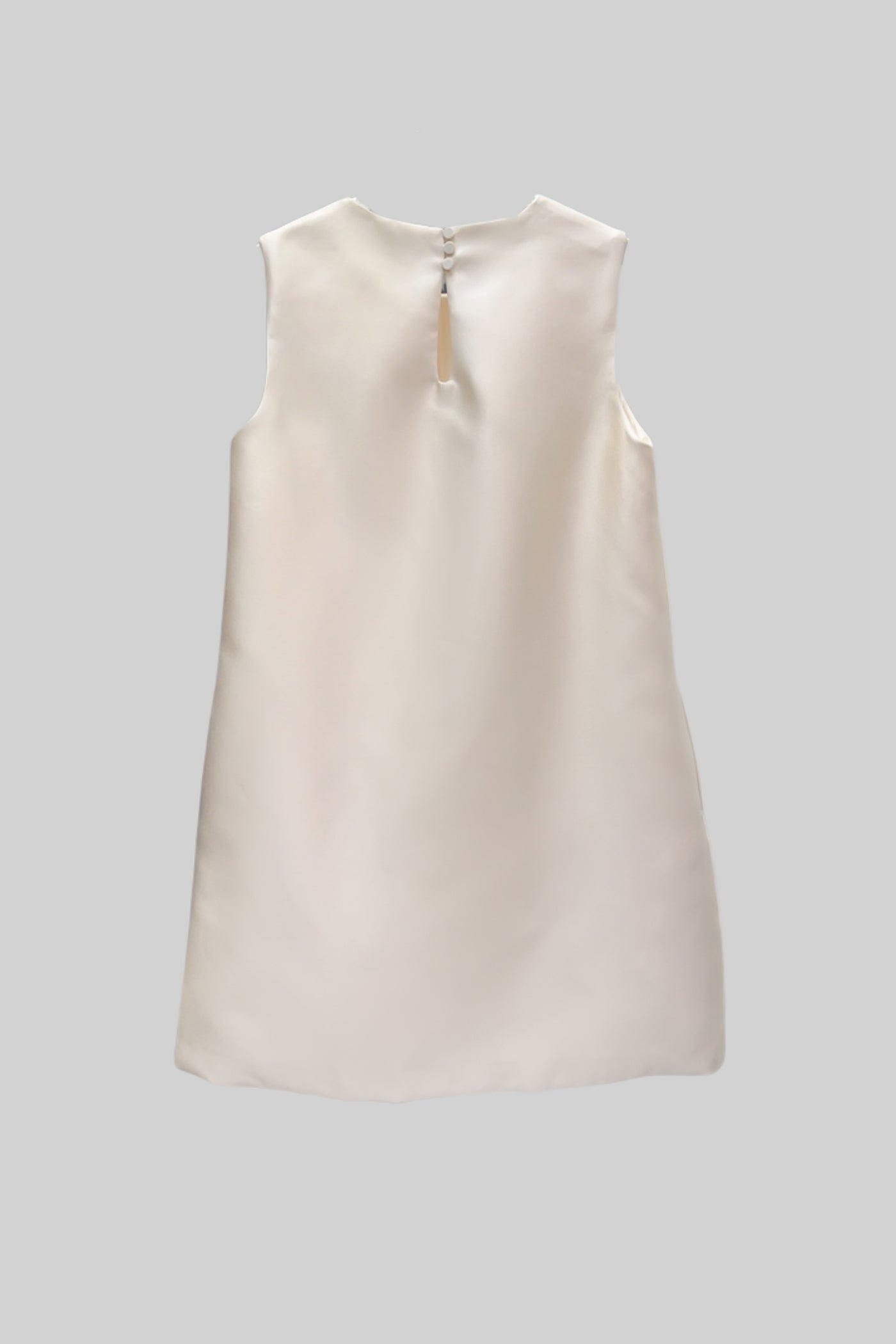 Sleeveless Mini Dress with 3D Floral Appliqués - Ivoire