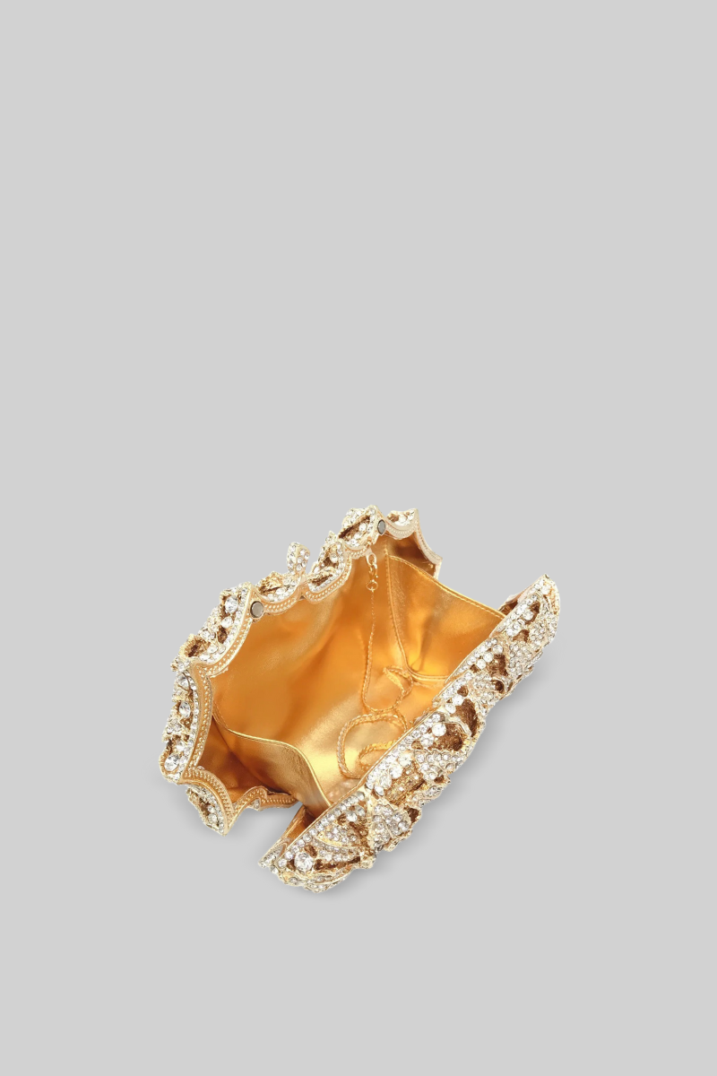 Crystal embellishment clutch bag - Gold