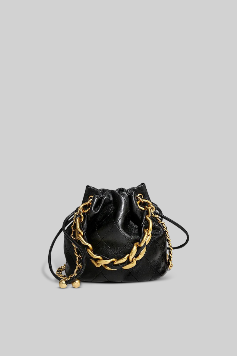Fancy Pouch hand-bag with chains - Gold&Black