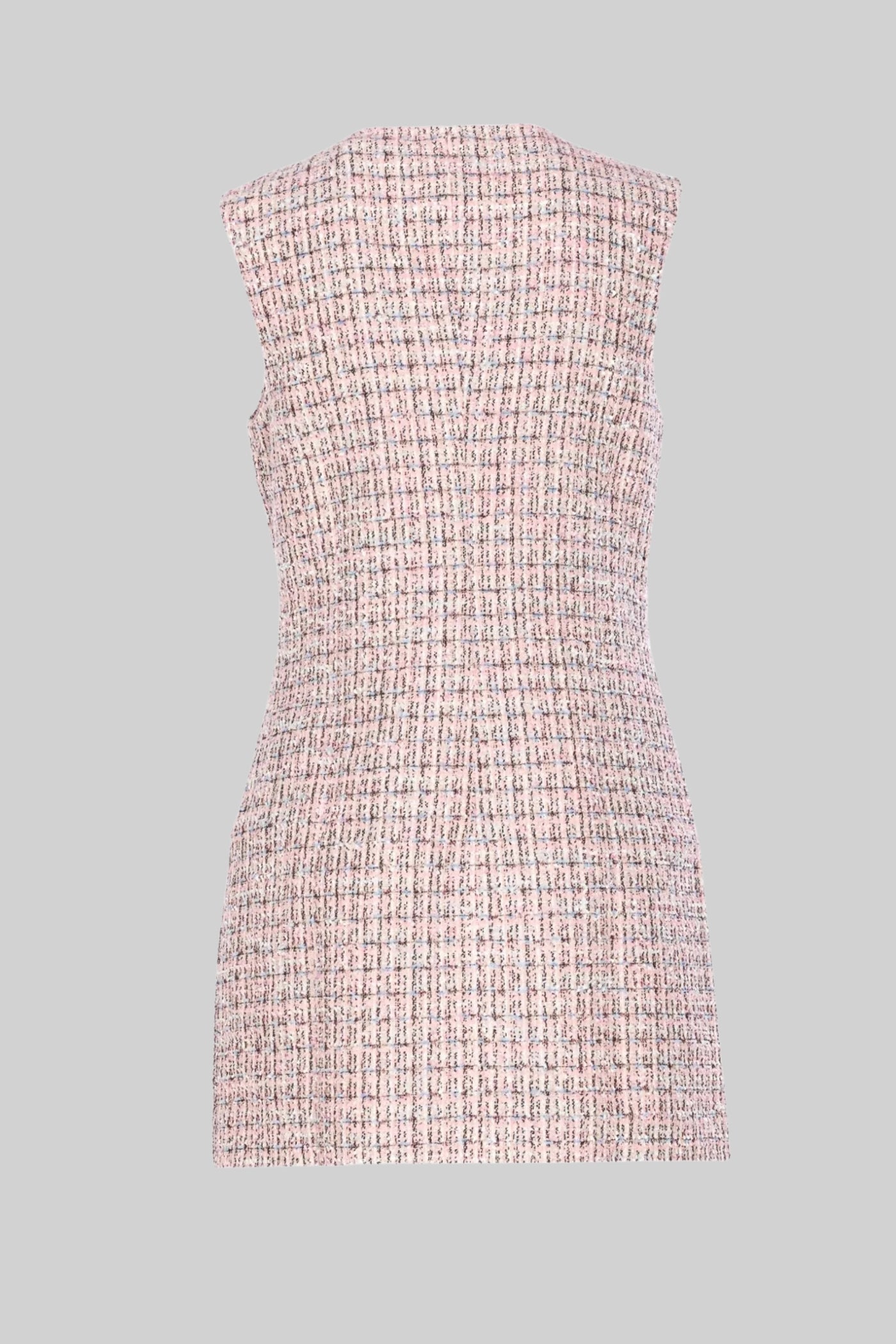 Sleeveless Tweed Mini Dress - Pink