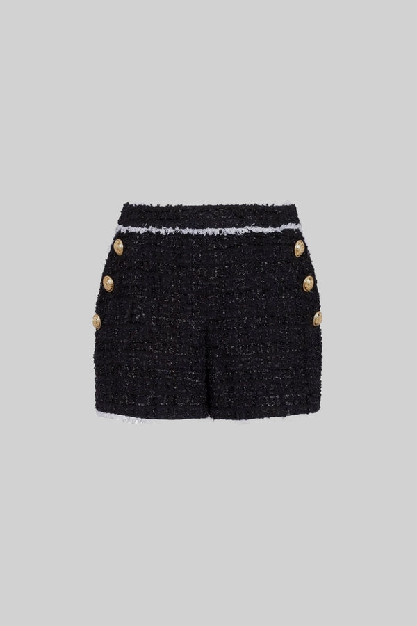 Tweed shorts with gold buttons - Black
