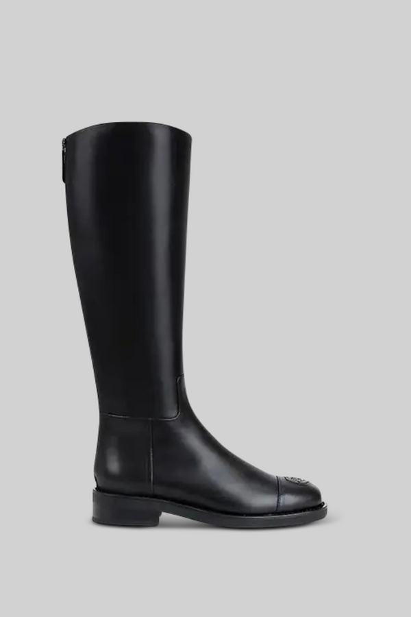Vegan Leather High Knee Boots - Black
