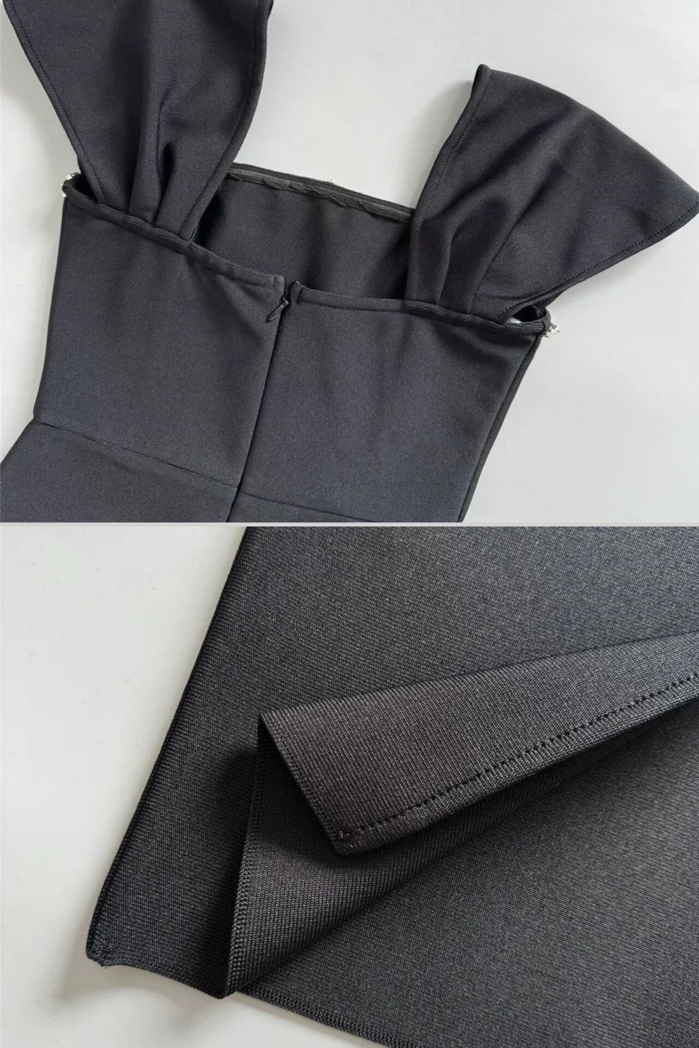 Off-Shoulder Fitted Gown With Crystal Embellishments  – Black