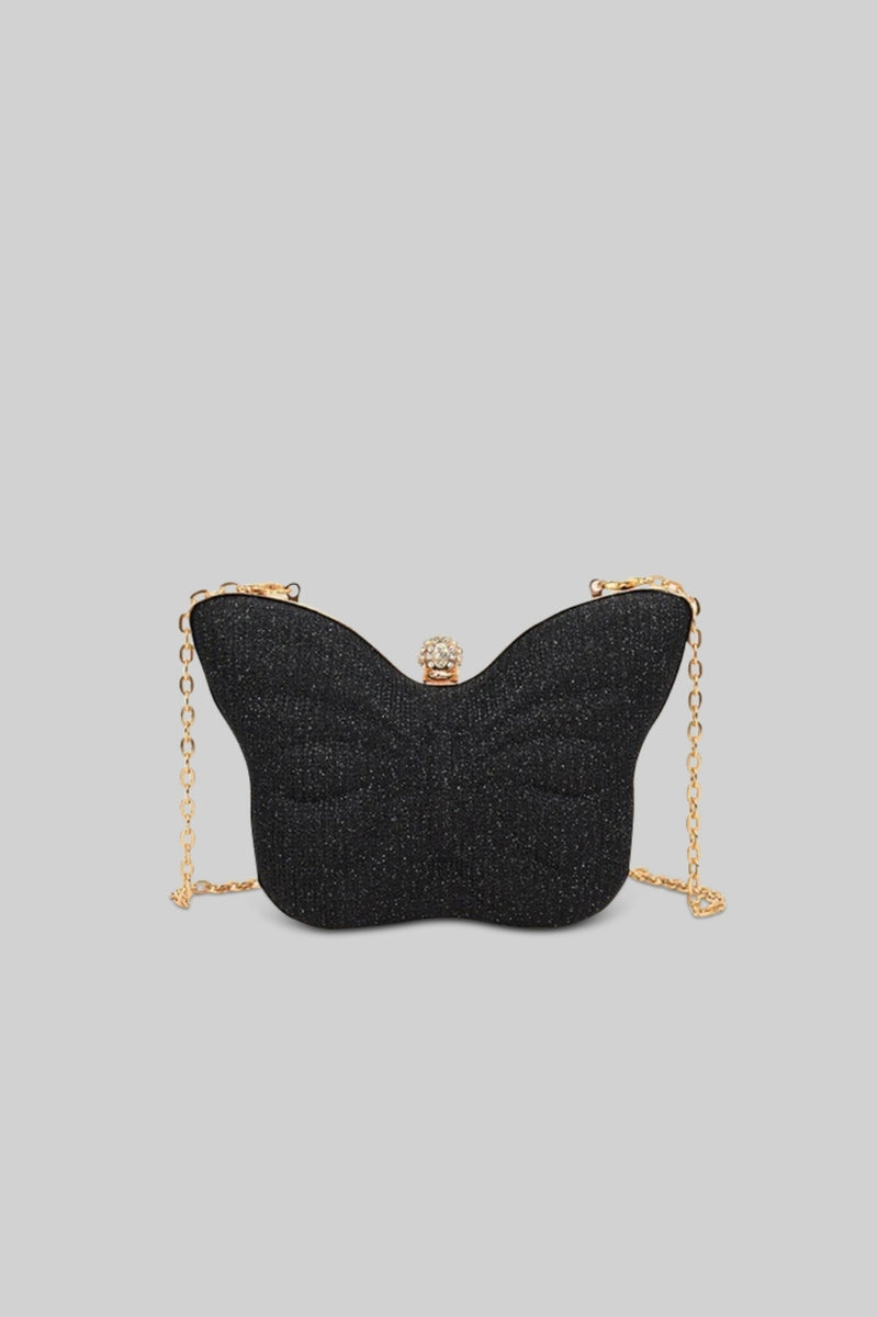 Butterfly Sparkly Clutch - Black