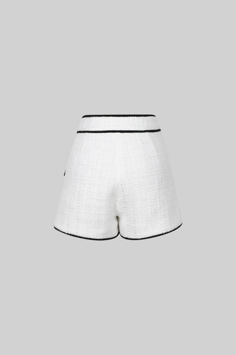 Tweed shorts with gold buttons - White